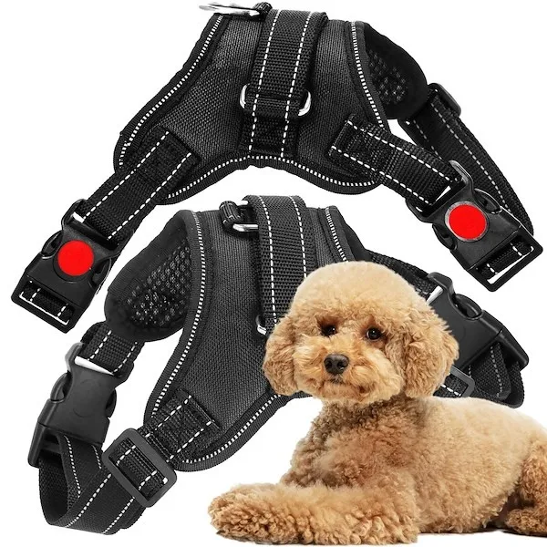 Szelki bezuciskowe dla psa rozm. M 19-35 kg uprząż regulowana, kamizelka czarna