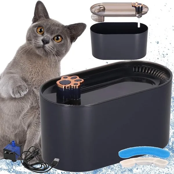 Poidełko dla kota z filtrem, fontanna 3 L miska z dozownikiem na wode dla zwierząt, grafitowa