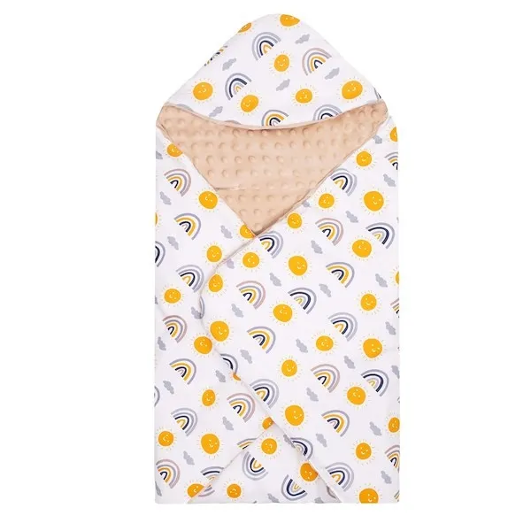 Otulacz dla niemowląt do fotelika, nosidełka, 77x77cm dwustronny kocyk z miejscem na pasy