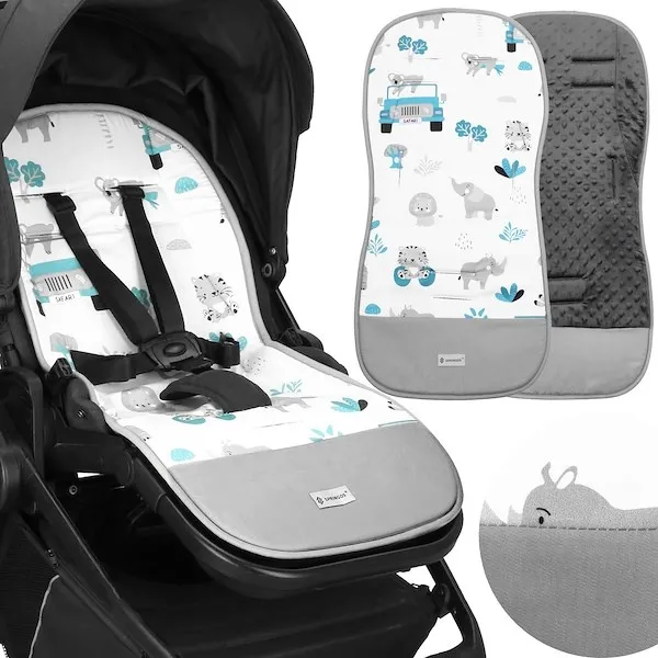 Wkładka do wózka spacerowego 37x78 cm materacyk ochronny, dwustronny, zwierzątka