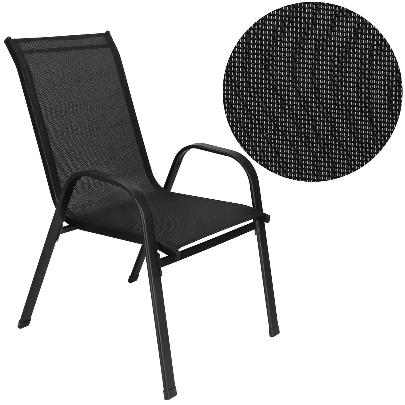 Krzesło tarasowe metalowe na taras i balkon, z textillene 120 kg czarne
