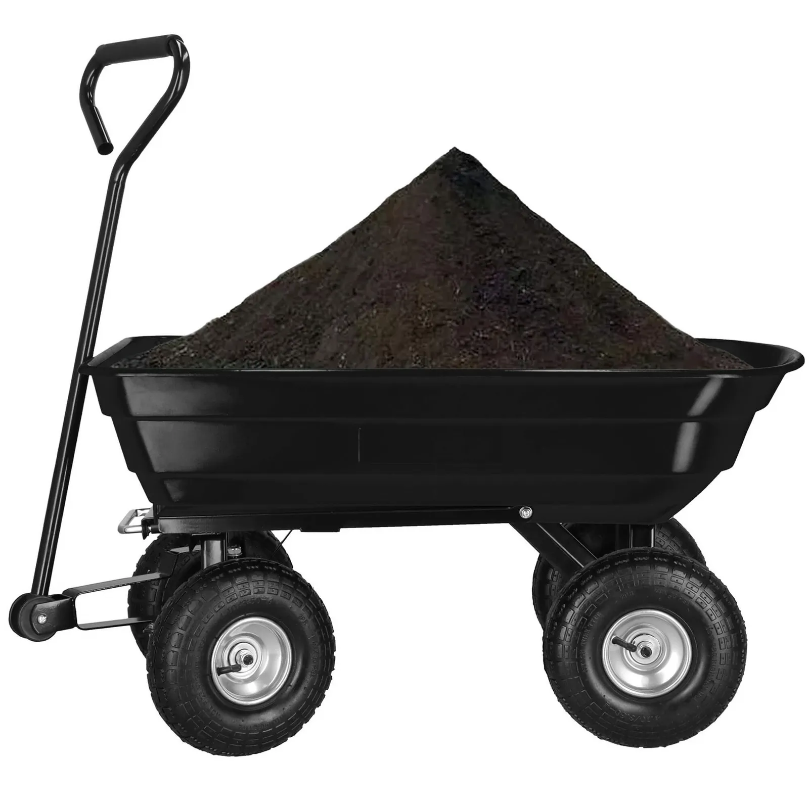 Wózek transportowy ogrodowy z funkcją wywrotki przyczepka metalowa 250 kg czarny