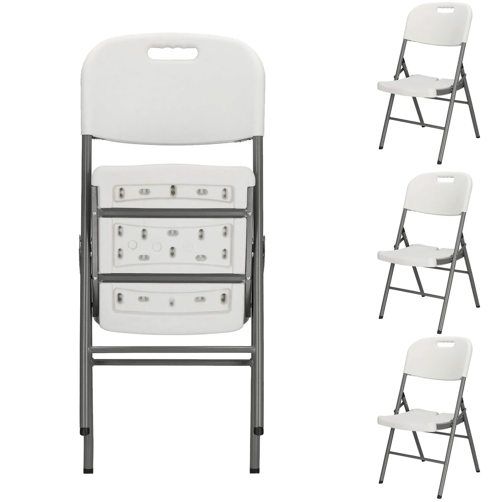 Krzesła cateringowe 4 szt. ogrodowe składane turystyczne na piknik białe