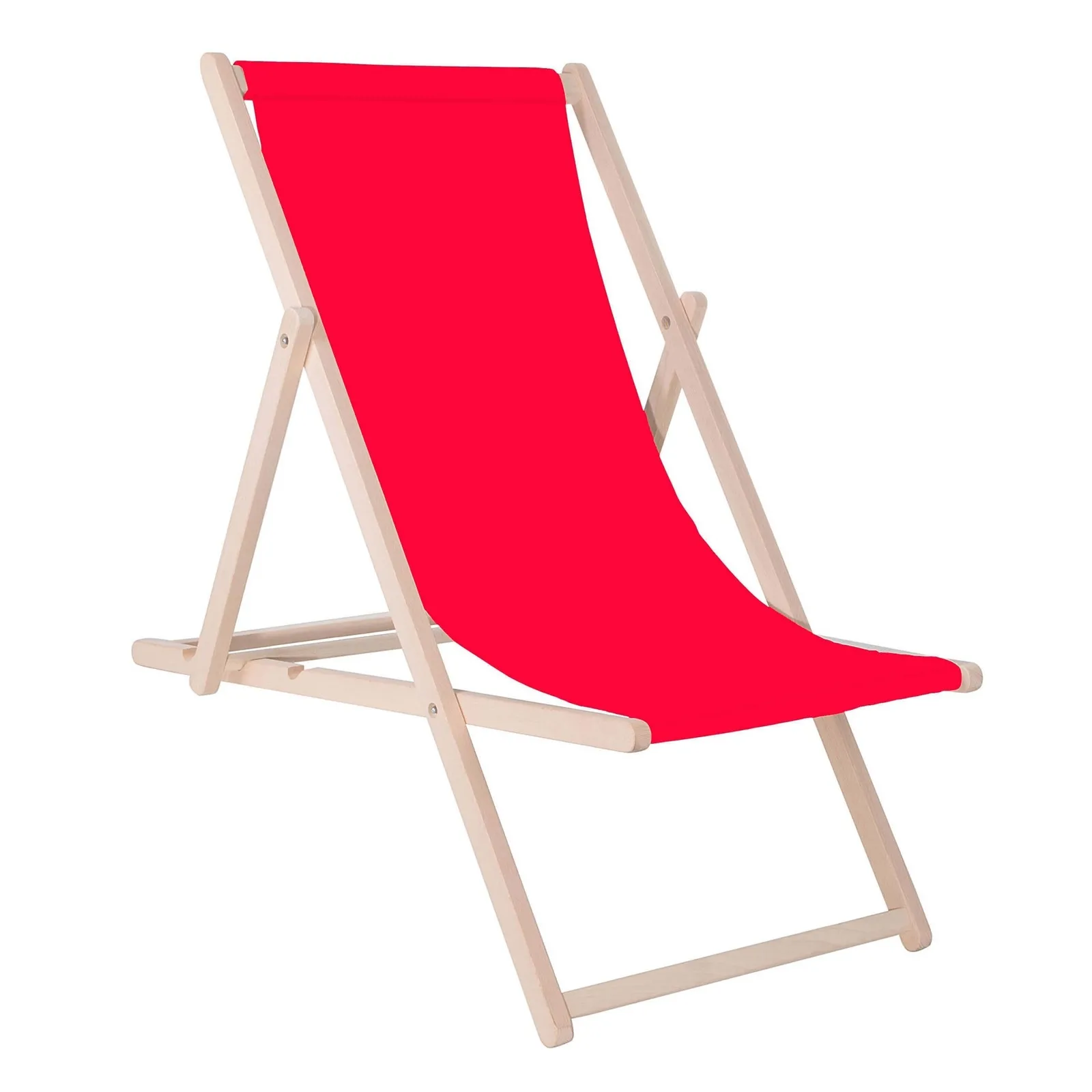 Leżak drewniany z 3-stopniową regulacją, ogrodowy, plażowy, balkonowy, czerwony