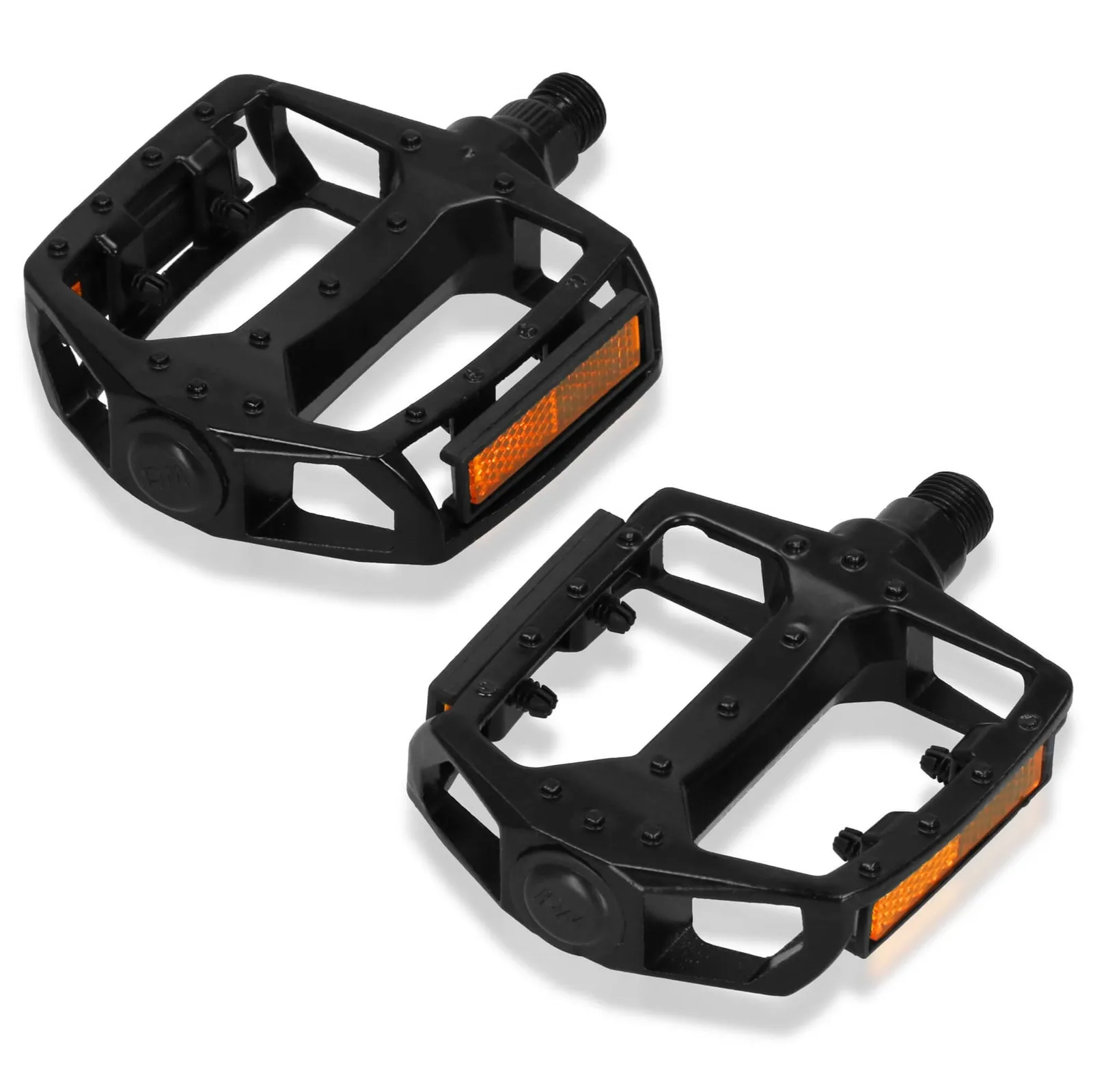 Pedały rowerowe 2 szt. z odblaskami uniwersalne, platformowe, aluminium czarne