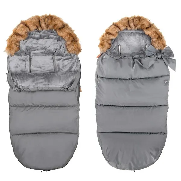 Ciemno szary śpiworek z futerkiem