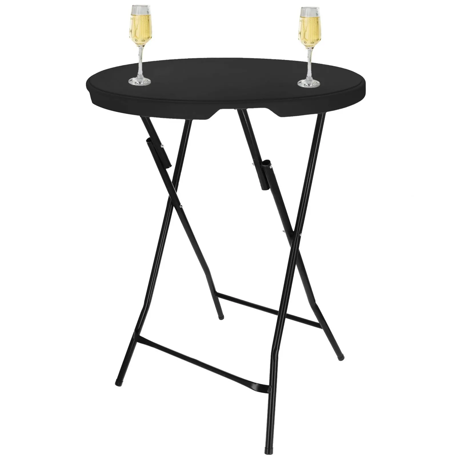 Stół bankietowy okrągły 110x80 cm koktajlowy okrągły stolik składany czarny