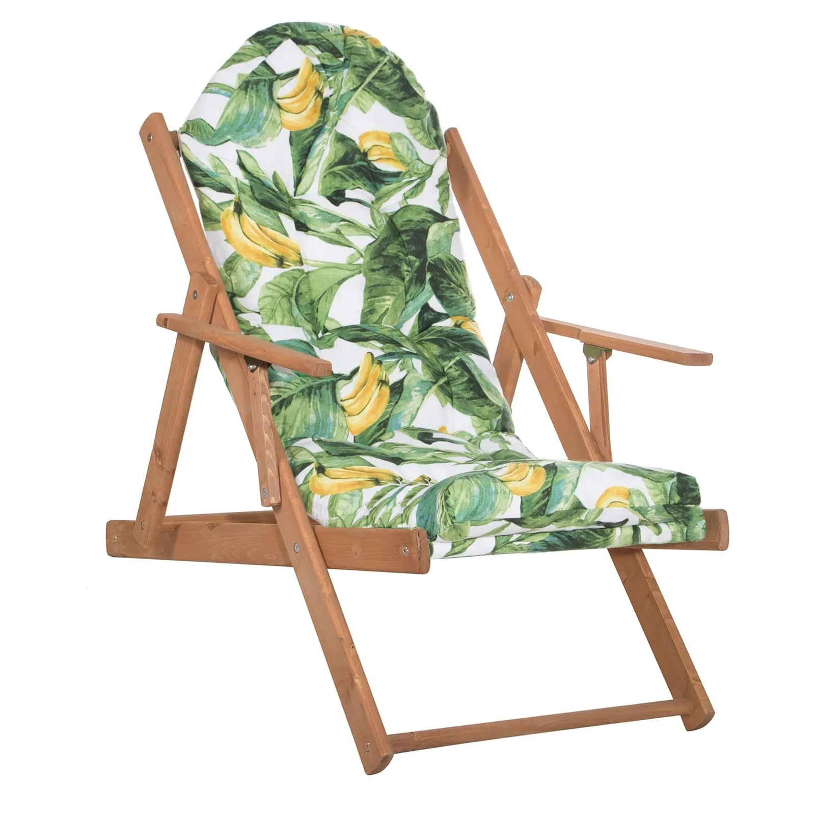 Leżak ogrodowy, drewniany Borneo fotel z 3-stopniową regulacją i poduszką, balkonowy