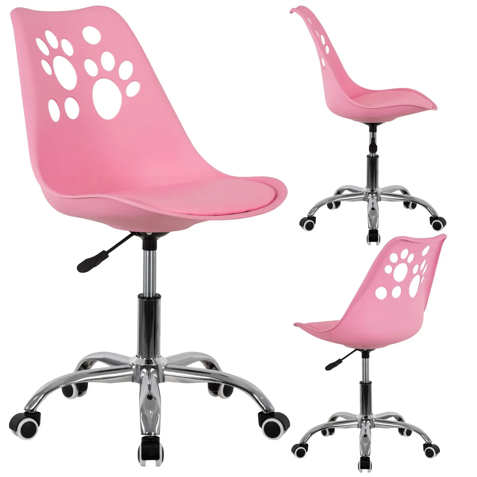 Krzesło obrotowe biurowe ergonomiczny fotel na kółkach dla dzieci różowy