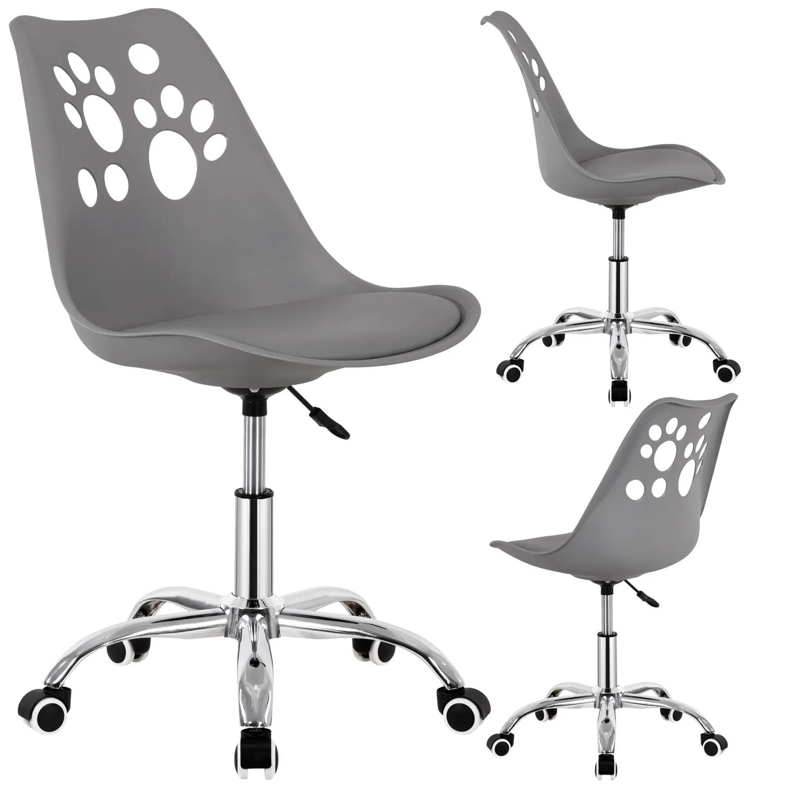 Krzesło obrotowe biurowe ergonomiczny fotel na kółkach dla dzieci szary