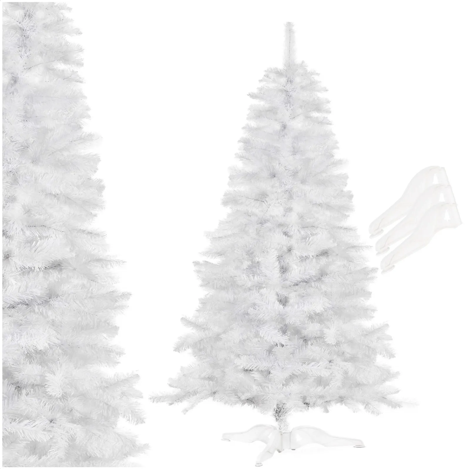 Choinka sztuczna jodła ze stojakiem 220 cm drzewko świąteczne, nowoczesna białe