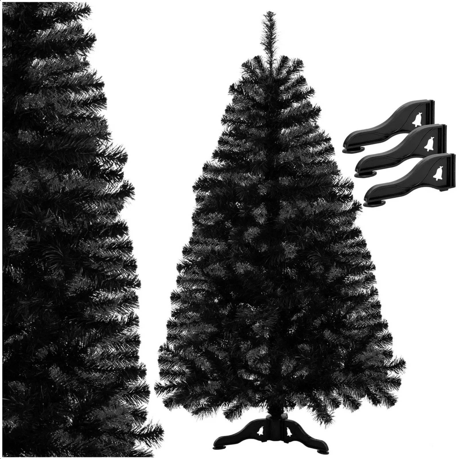 Choinka sztuczna, jodła 150 cm nowoczesne drzewko bożonarodzeniowe czarne