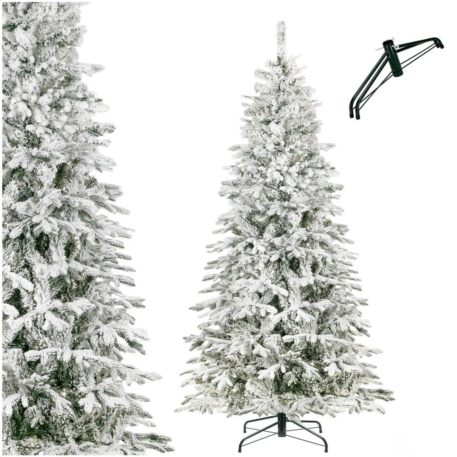Sztuczna choinka 250 cm świerk ośnieżony jak żywy, nowoczesny, ze stojakiem
