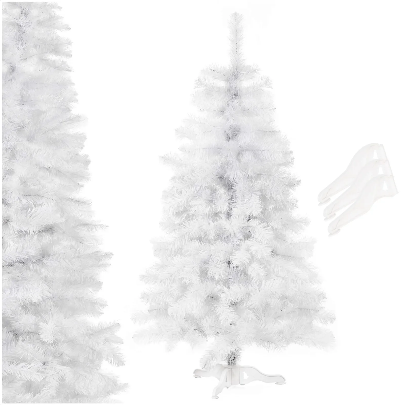 Choinka sztuczna 150 cm biała jodła jak żywa, nowoczesna, ze stojakiem