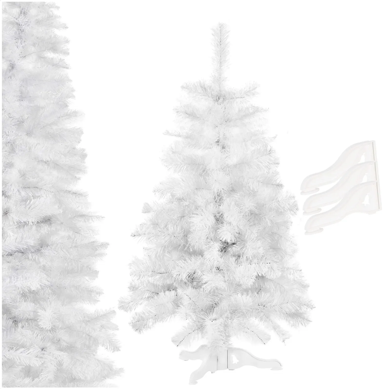 Choinka sztuczna 120 cm biała jodła jak żywa, nowoczesna, ze stojakiem