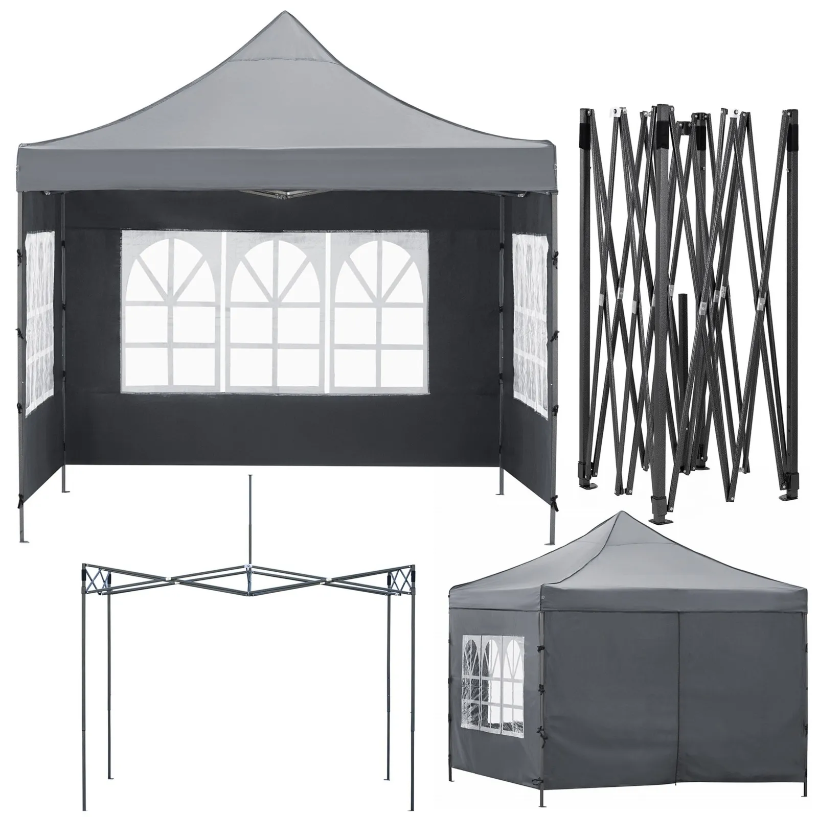 Pawilon handlowy 3x3 m namiot handlowy ekspresowy na imprezy, targ, catering, ciemnoszary