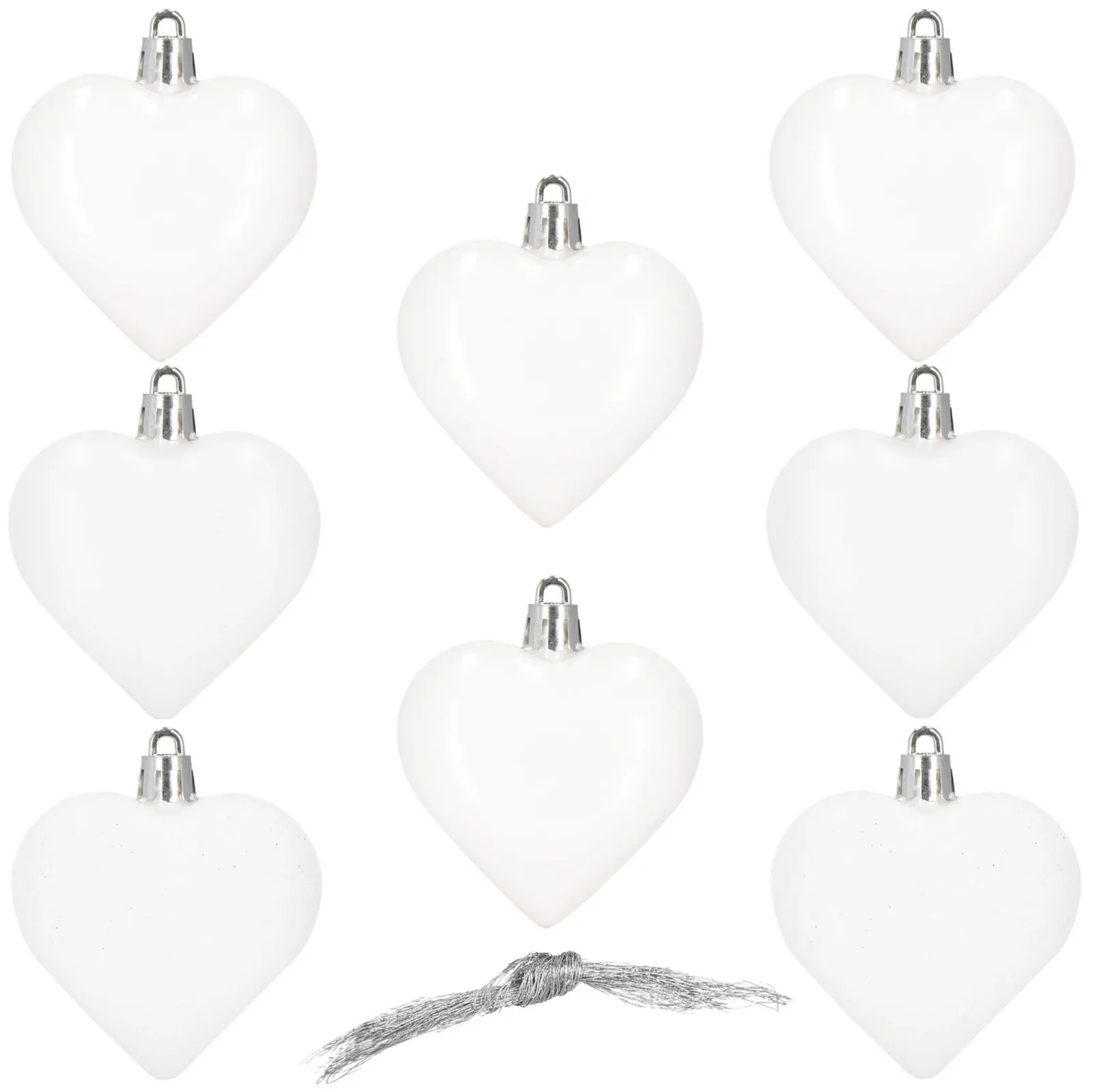 Bombki choinkowe 7 cm ozdoby świąteczne 8 szt. nietłukące serca, białe