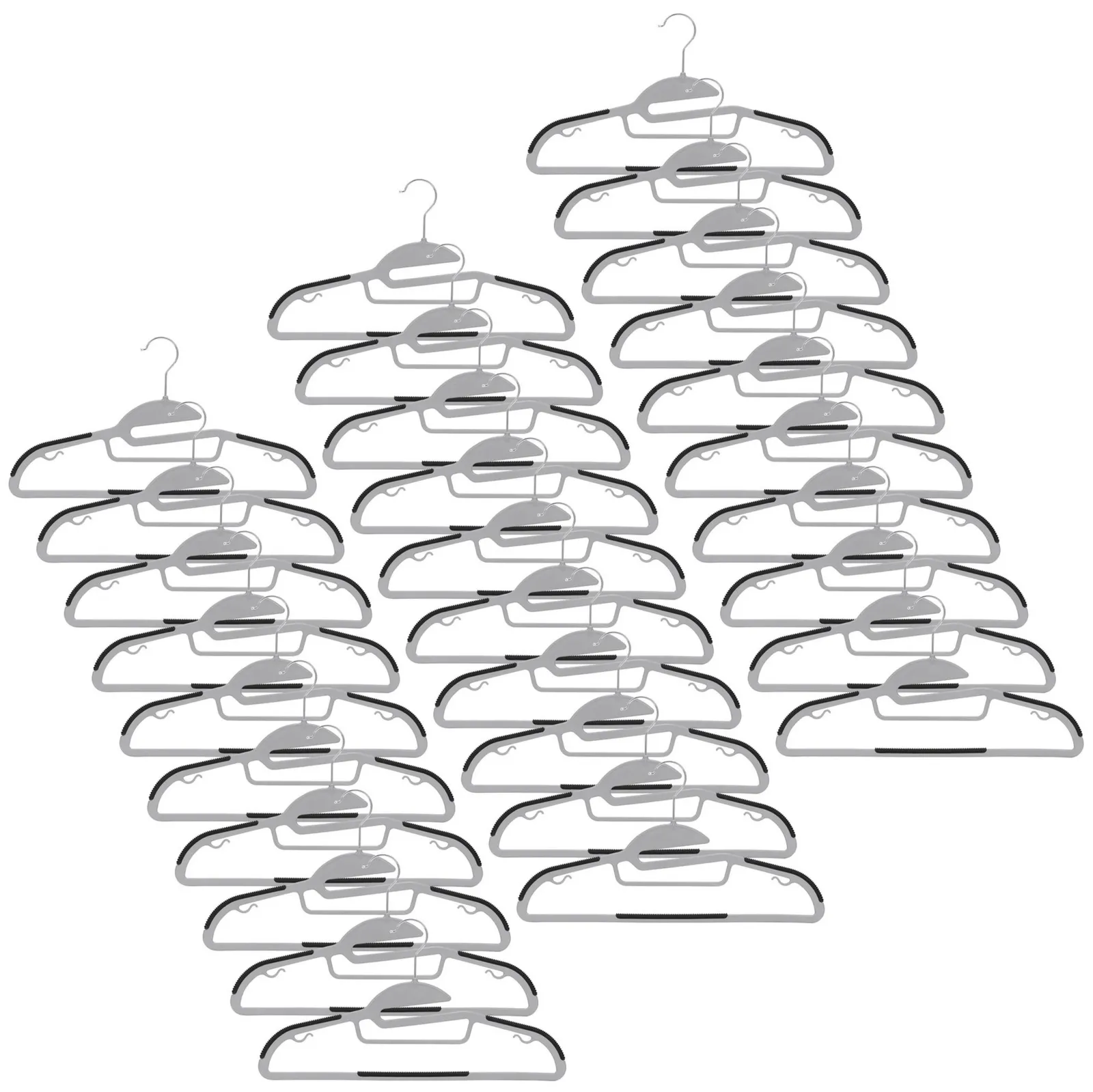 Wieszaki na ubrania, plastikowe zestaw 30 szt. antypoślizgowe szaro-czarne