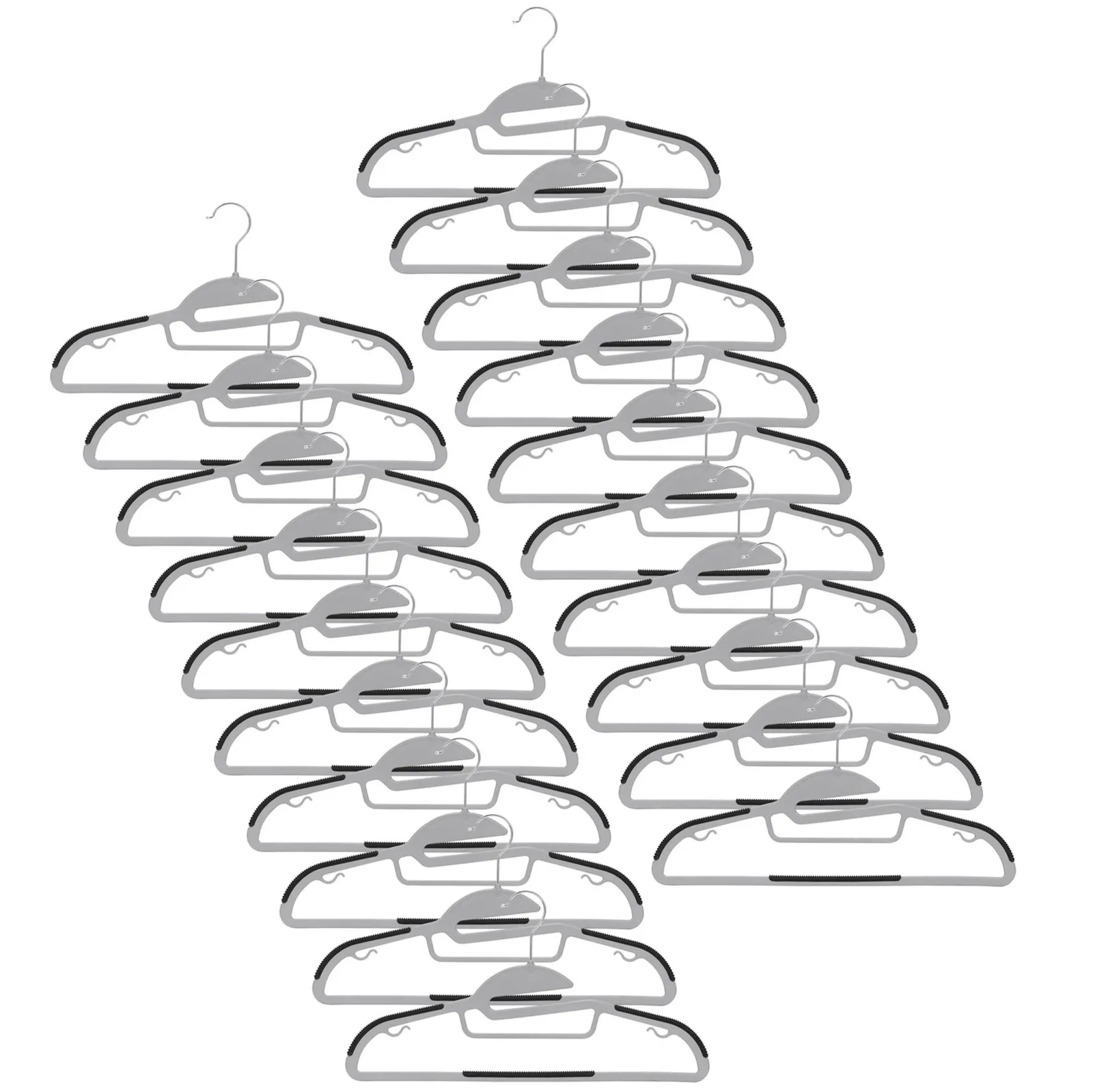 Wieszaki na ubrania, plastikowe zestaw 20 szt. antypoślizgowe szaro-czarne