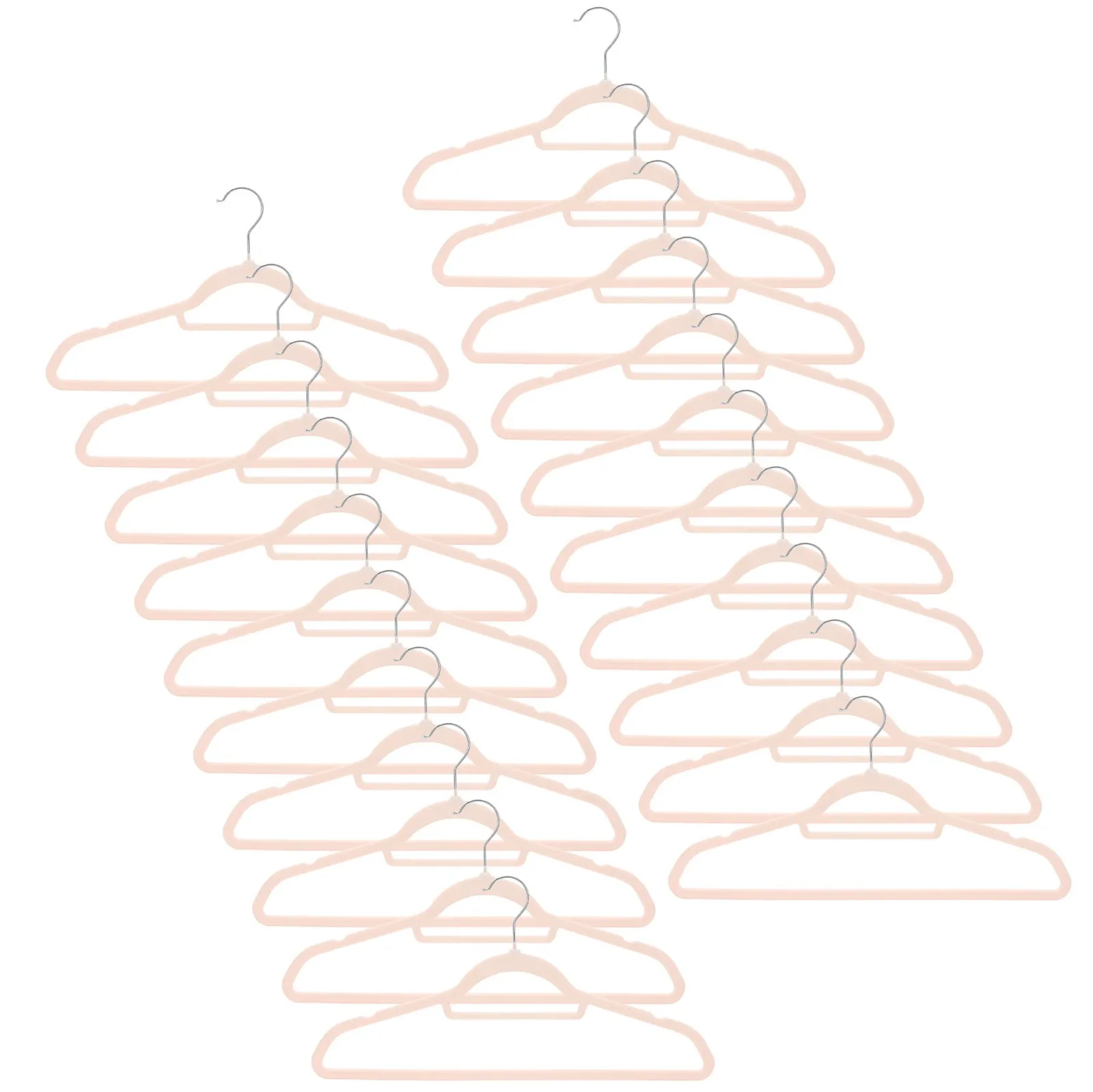 Wieszaki welurowe na ubrania komplet 20 szt. odzieżowe do szafy pudrowy róż
