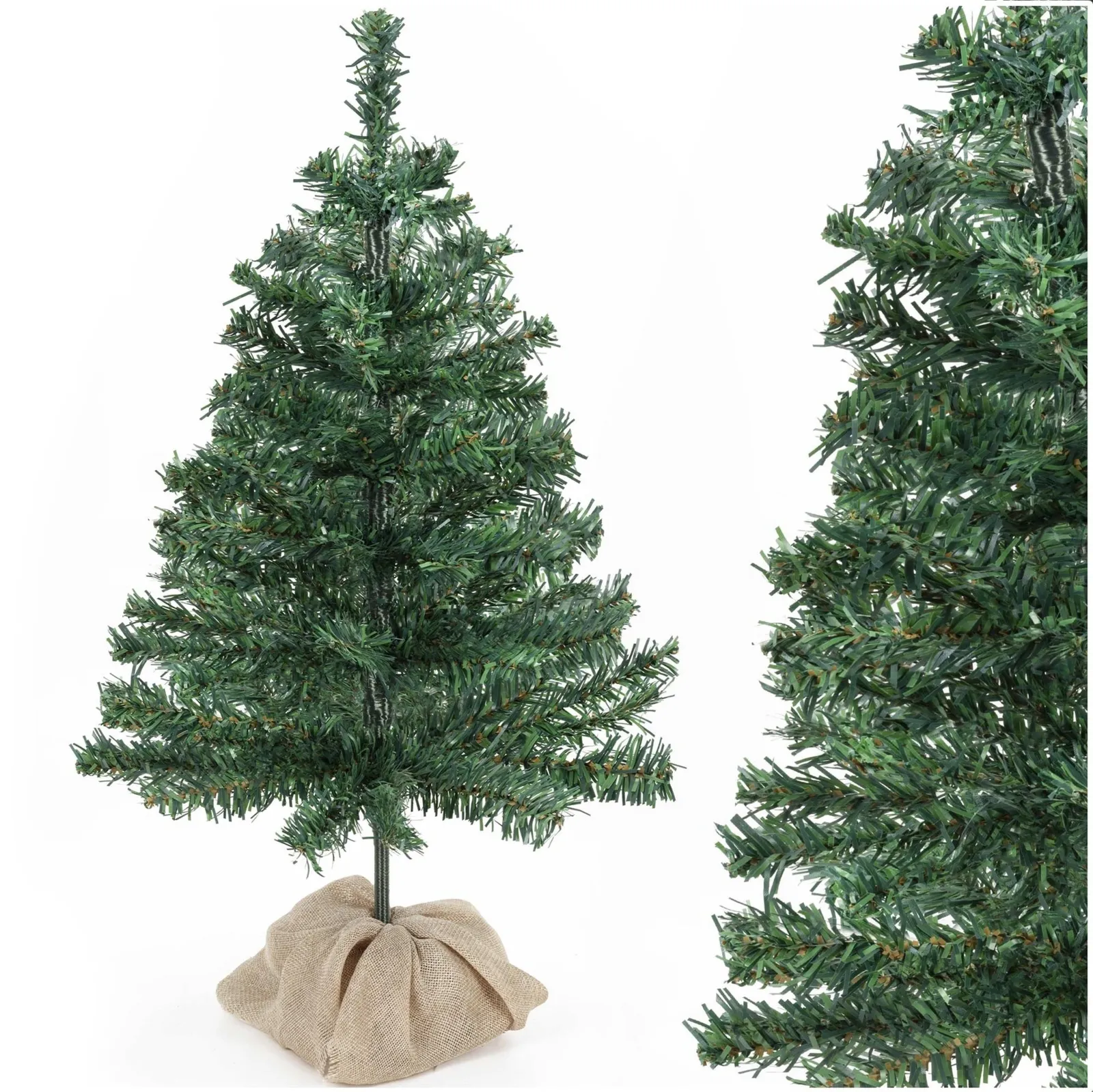 Mała choinka sztuczna 60 cm sosna naturalna z jutą na stolik, biurko mini ozdoba