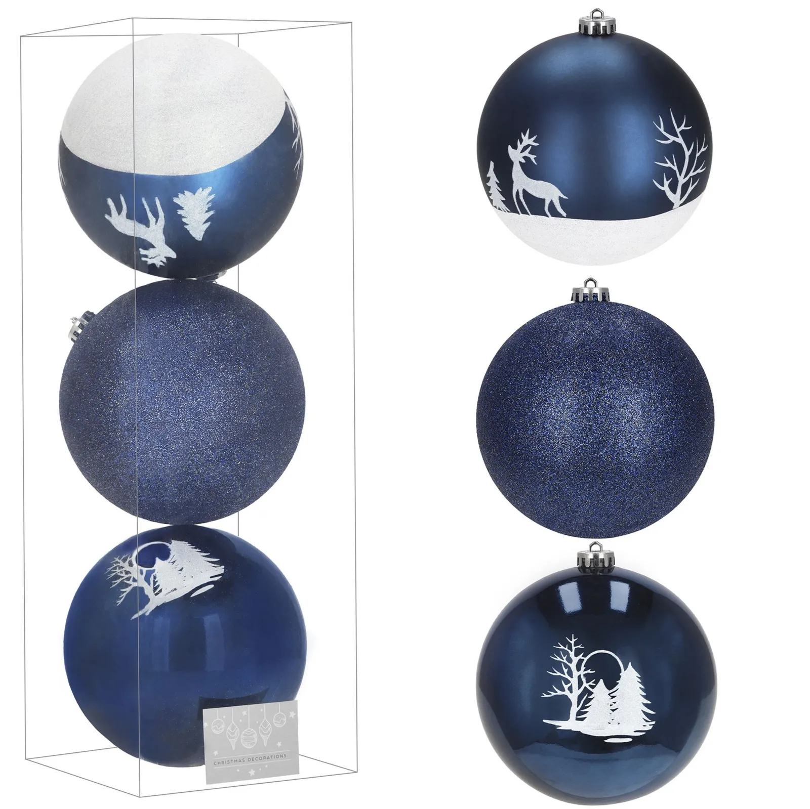 Bombki choinkowe duże 3 szt. ozdoby choinkowe 15 cm nietłukące niebieskie