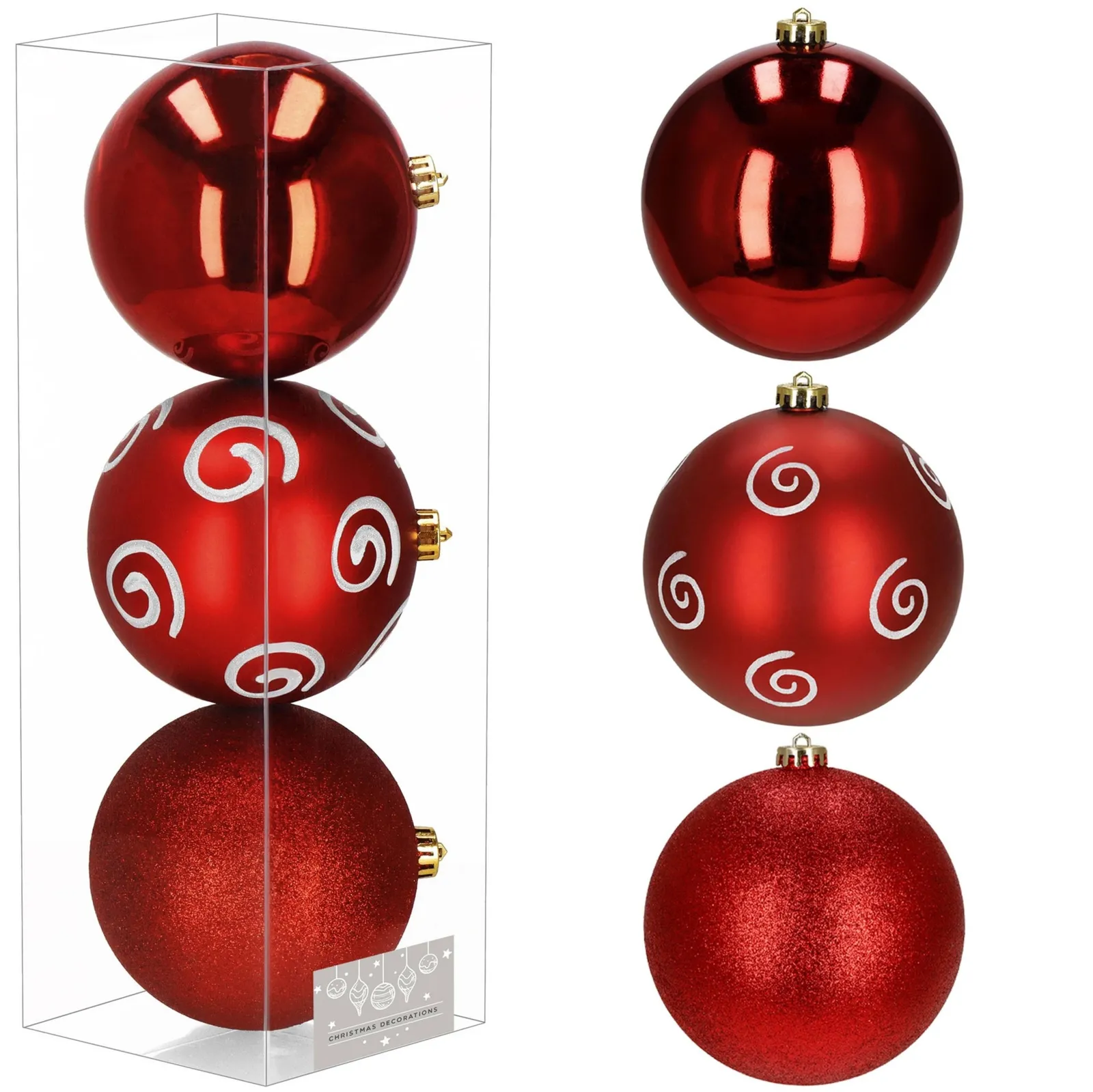 Bombki choinkowe duże 3 szt. ozdoby choinkowe 15 cm nietłukące czerwone