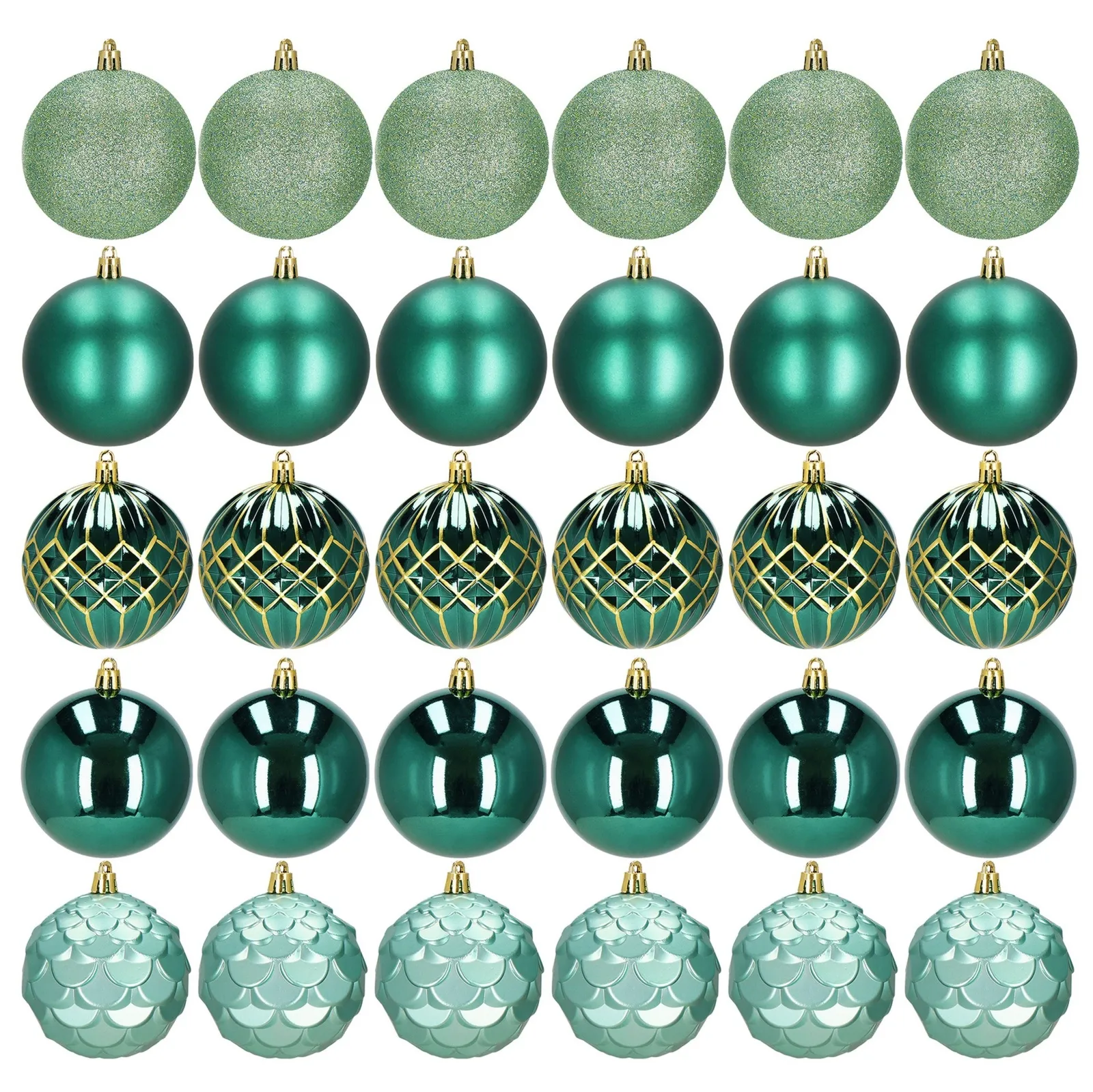 Bombki choinkowe zielone 8 cm 30 szt. komplet ozdoby świąteczne matowe brokatowe błyszczące