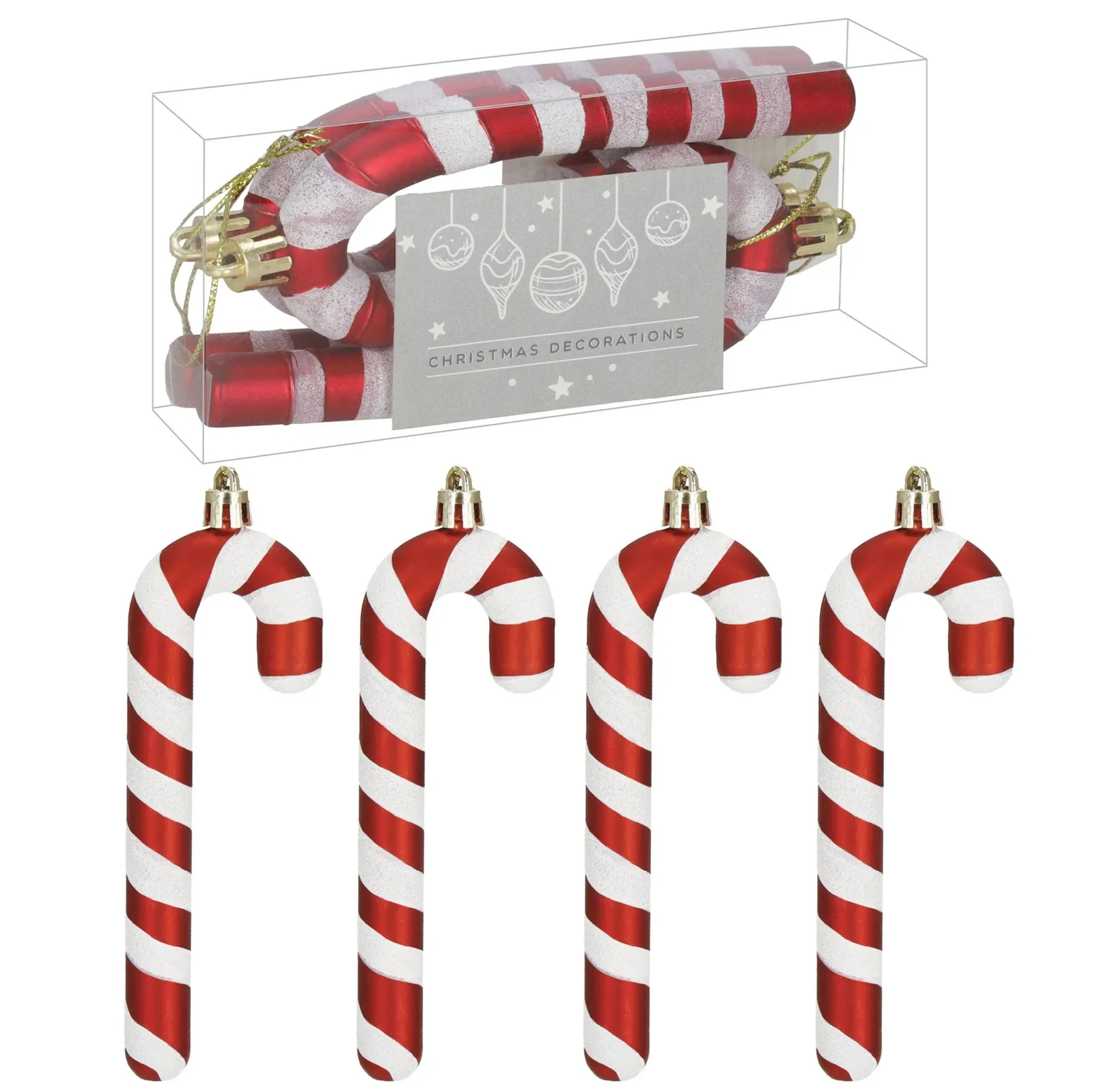 Bombki choinkowe zestaw 4 szt. dekoracje świąteczne do stroika, laska cukrowa, nietłukące