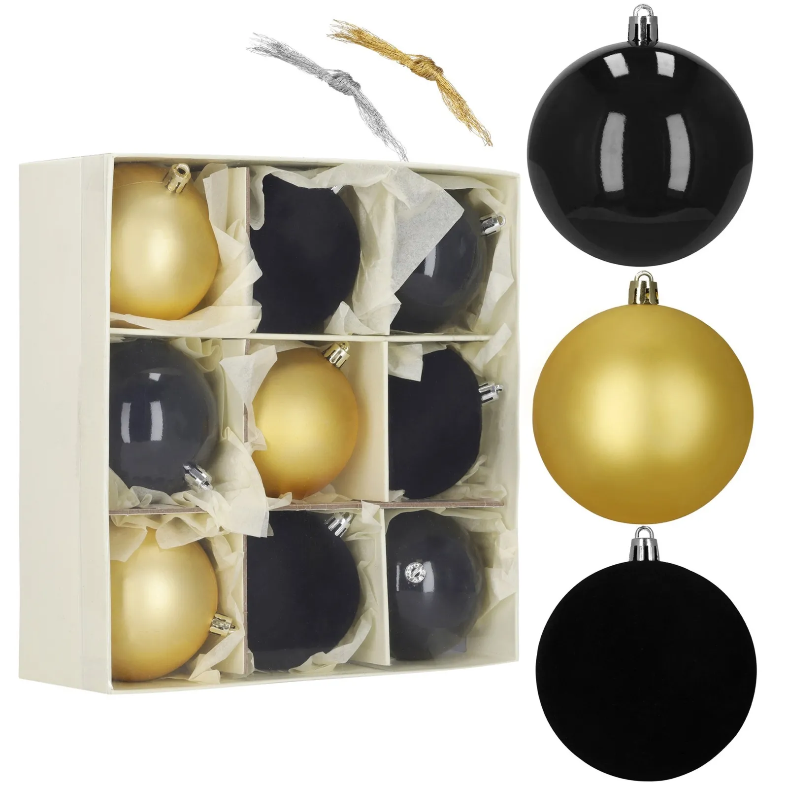 Bombki choinkowe zestaw 9 szt. ozdoby świąteczne do stroika 8,5 cm nietłukące