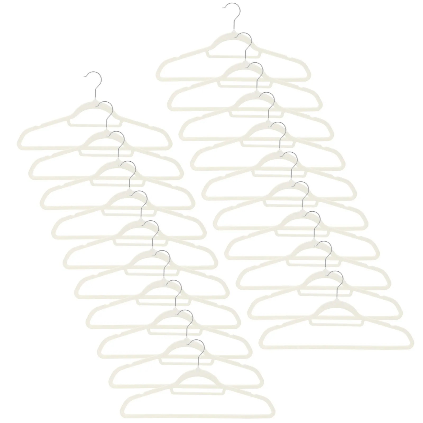 Wieszaki welurowe na ubrania komplet 20 szt. odzieżowe do szafy, ecru