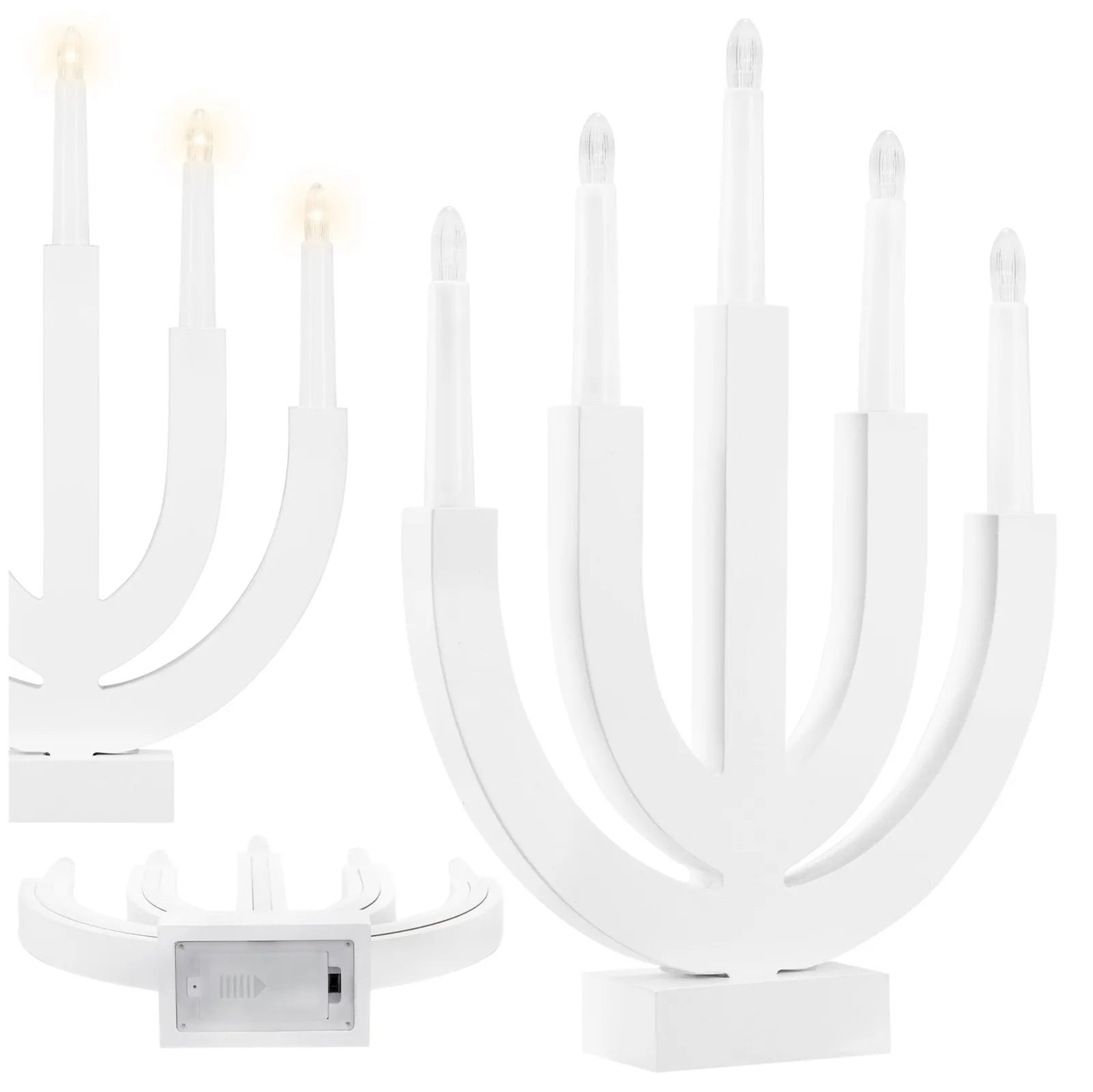 Świecznik świąteczny adwentowy Led 5 świec ozdoba bożonarodzeniowa na baterie biała