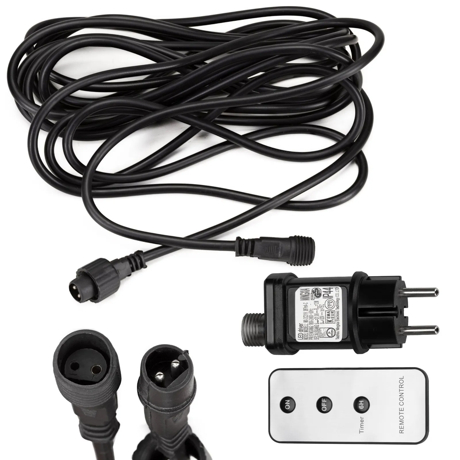 Zasilacz PRO 12W + przedłużacz do lampek choinkowych PRO 5 m + pilot z funkcją timer