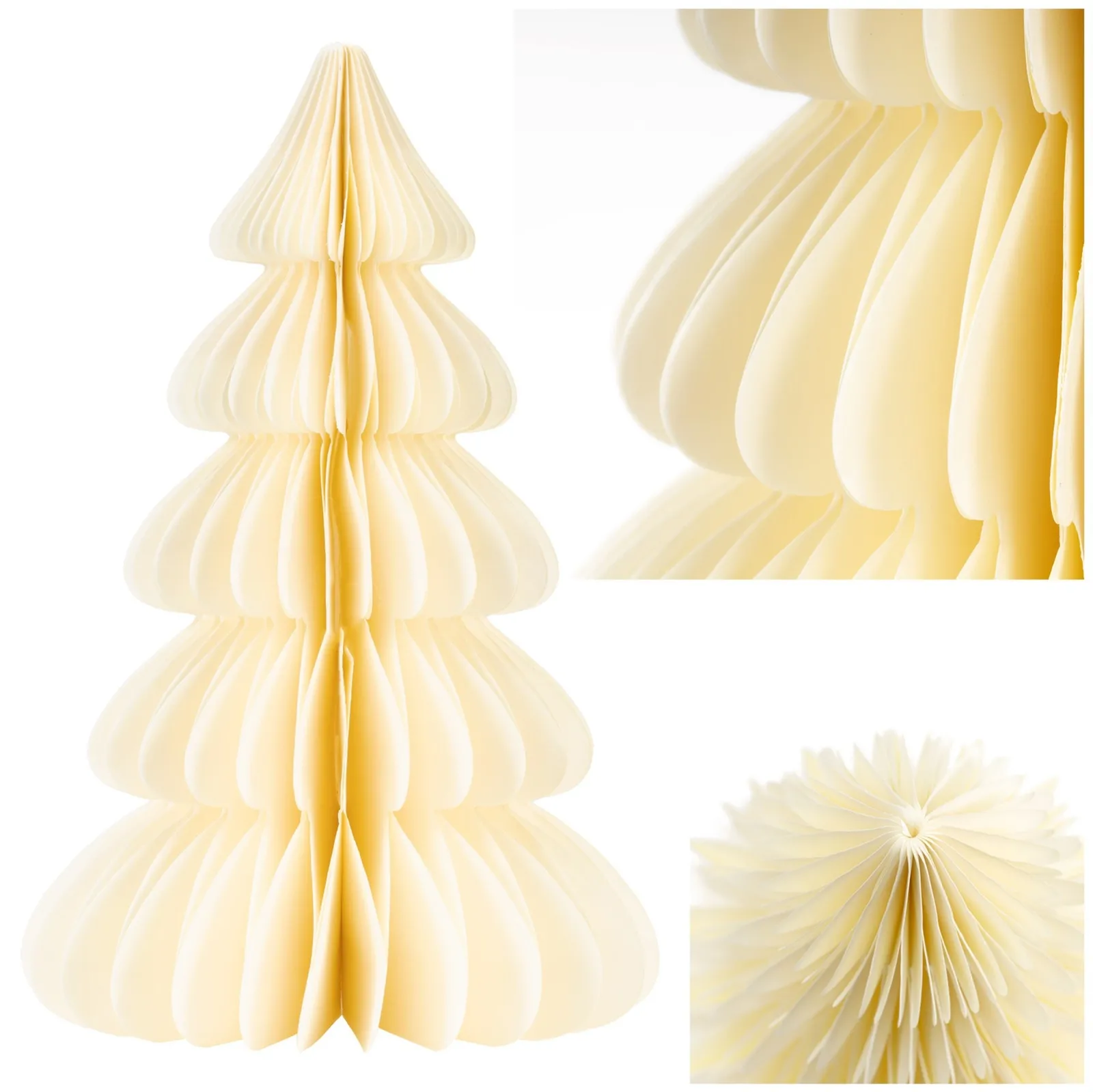 Choinka papierowa 18 cm ozdoba świąteczna z magnesem dekoracja 3D ecru