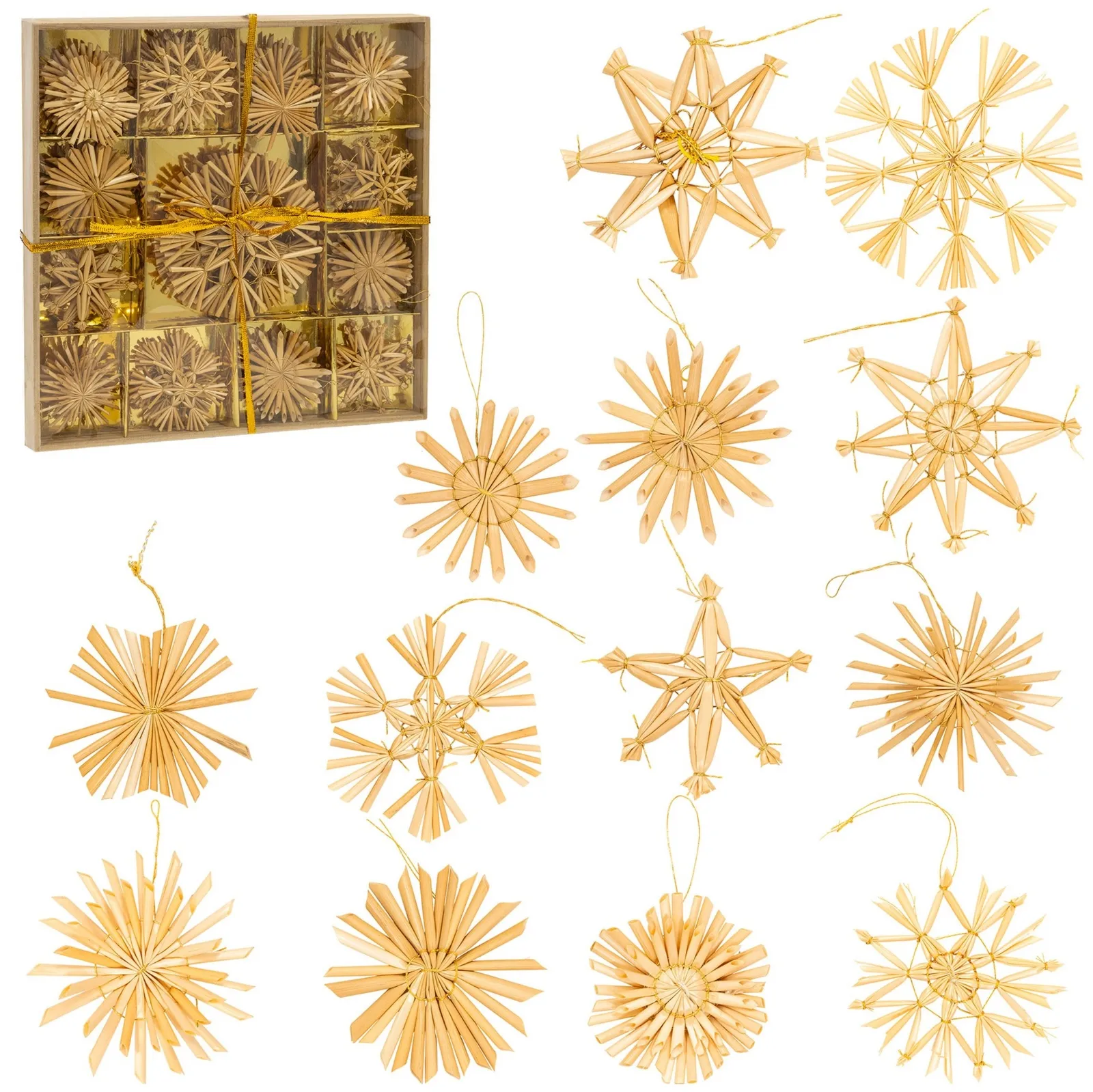 Bombki choinkowe, zawieszki ze słomy 48 szt. ozdoby świąteczne, brązowe