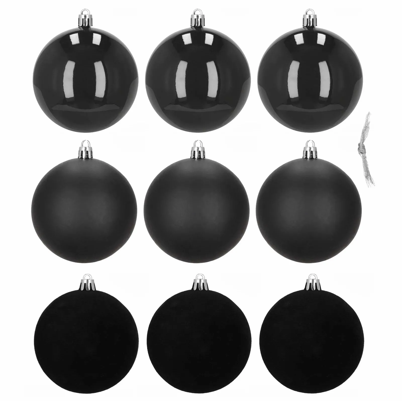 Bombki choinkowe zestaw 9 szt. ozdoby świąteczne do stroika 8,5 cm nietłukące, czarne
