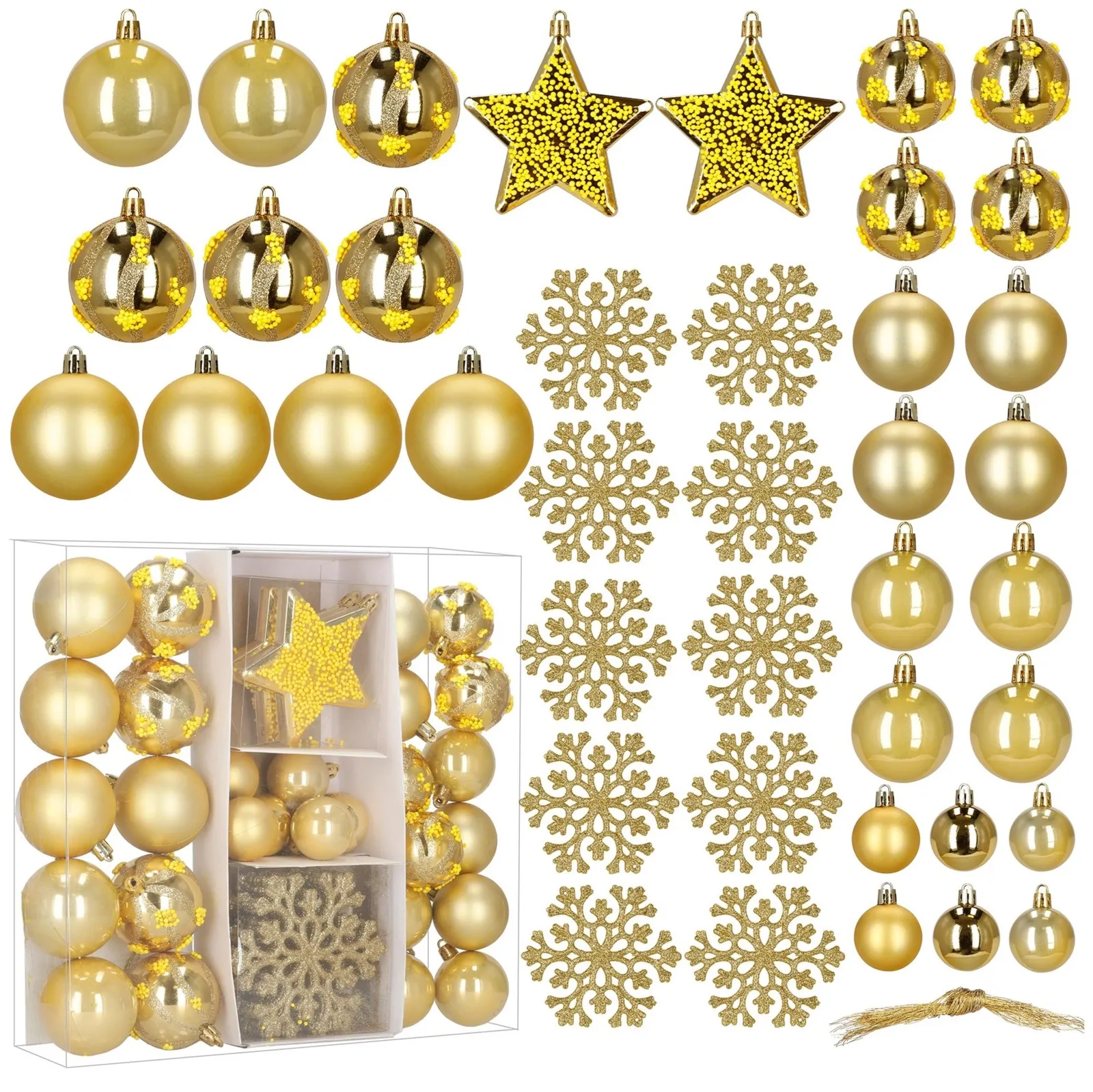 Bombki choinkowe 40 szt. komplet ozdób świątecznych zawieszki nietłukące, złote