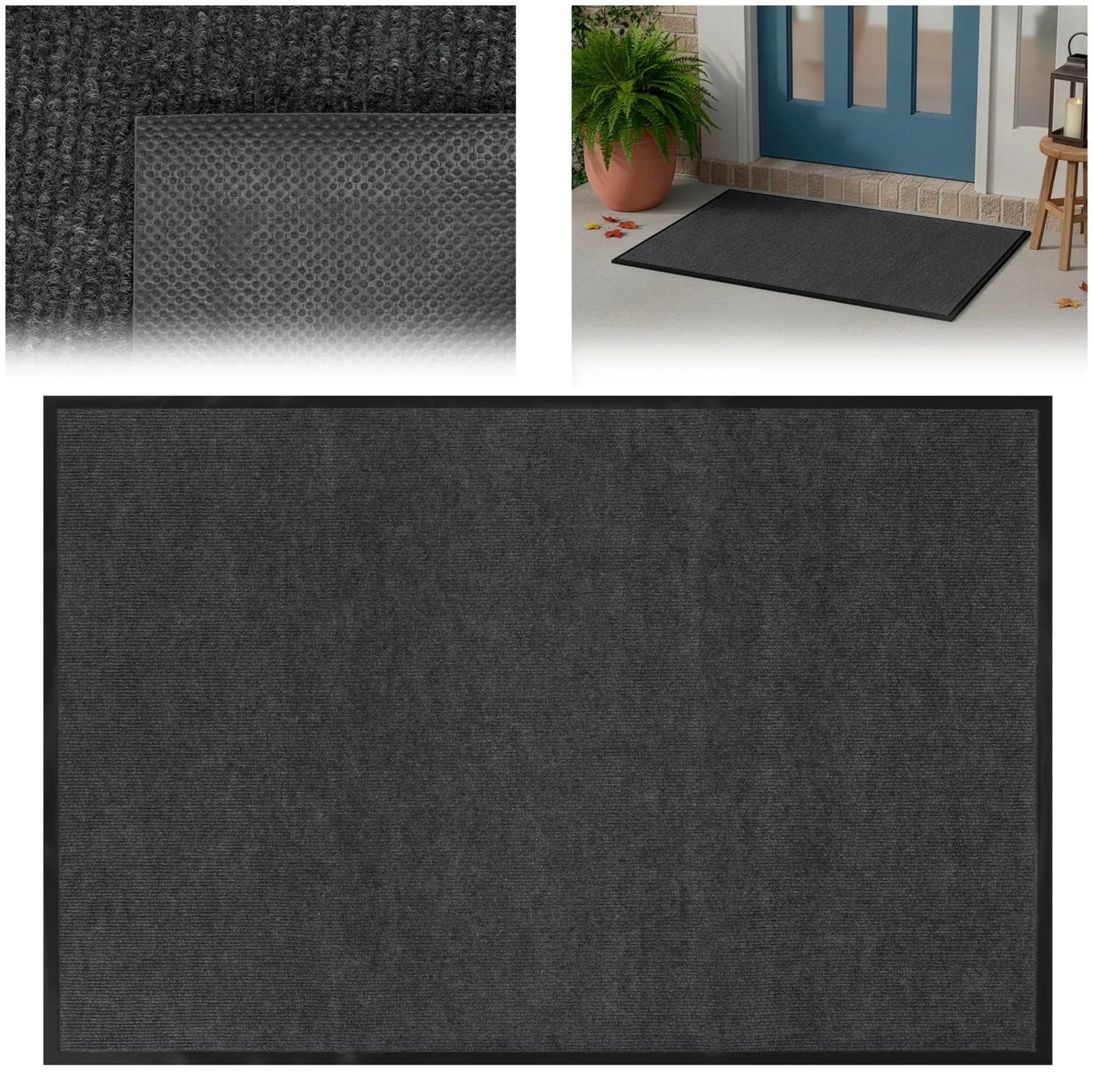 Wycieraczka pod drzwi, mata zewnętrzno-wenętrzna 150x90 czarno-grafitowa