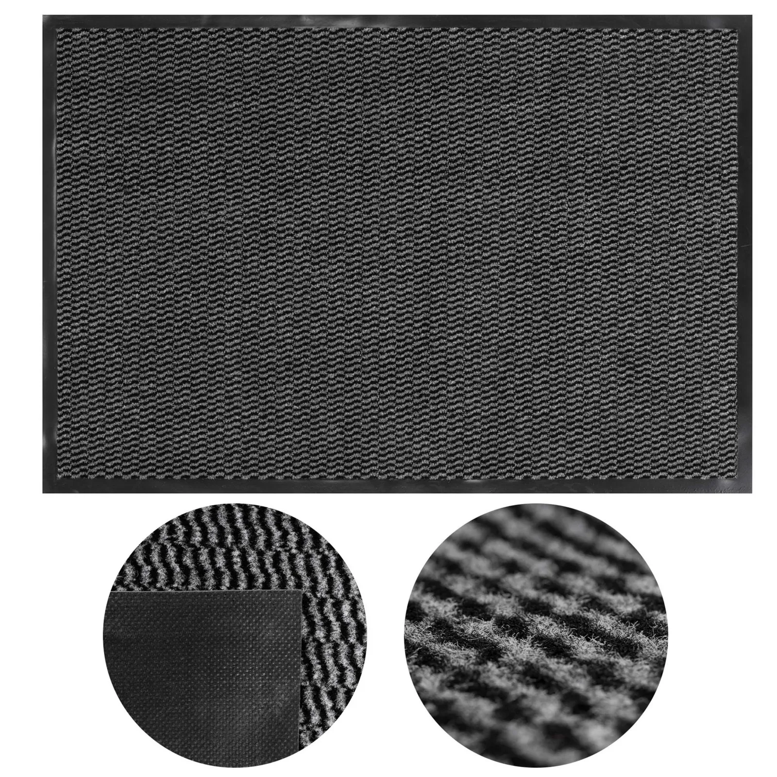 Wycieraczka pod drzwi, mata zewnętrzno-wenętrzna 90x60 czarno-grafitowa