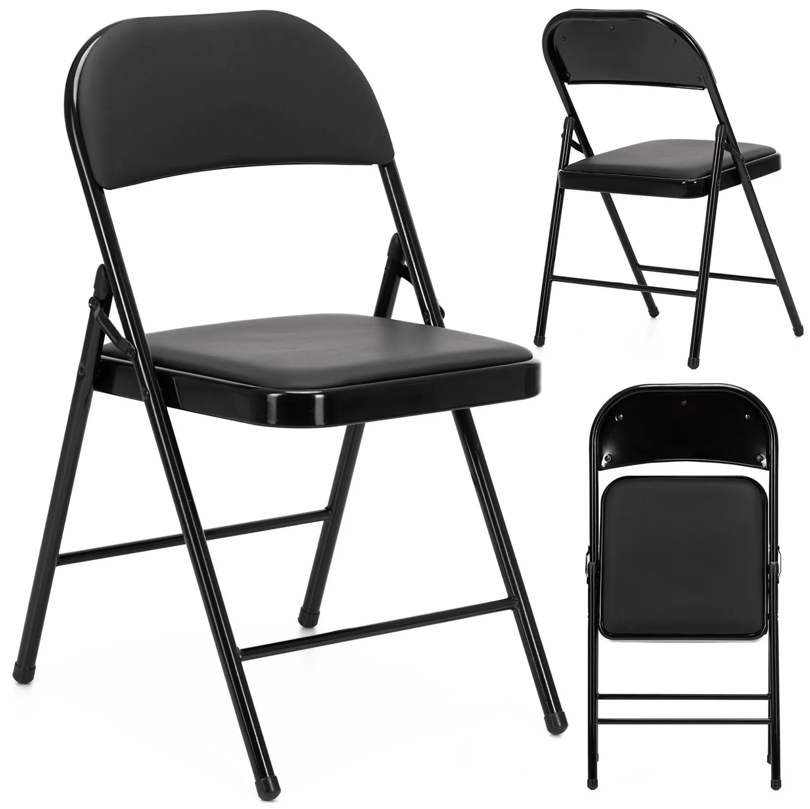 Krzesło składane cateringowe, bankietowe, turystyczne tapicerowane do ogrodu czarne
