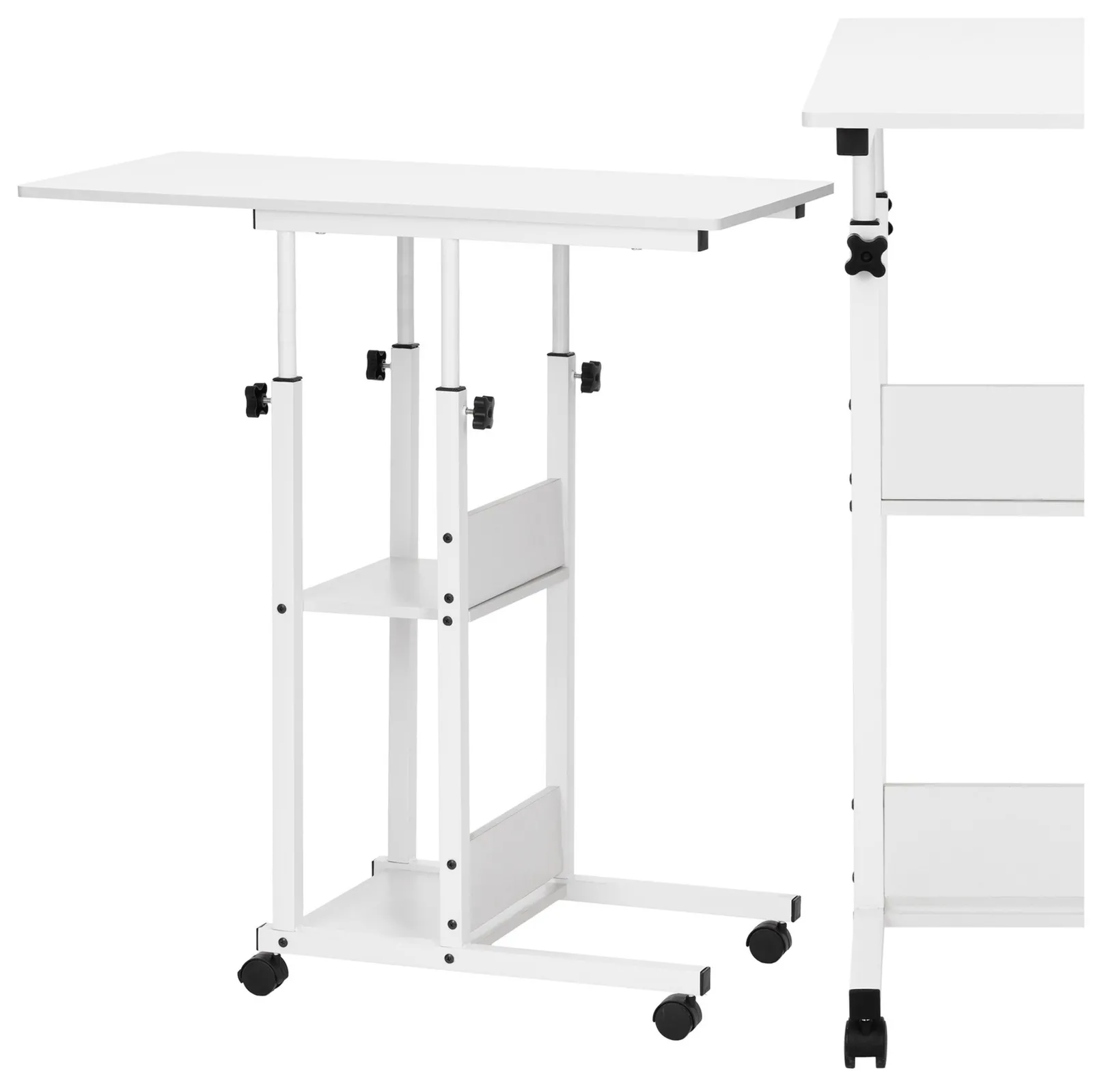 Stolik kawowy na kółkach z regulacją 76-86 cm biurko mobilne pod laptopa białe