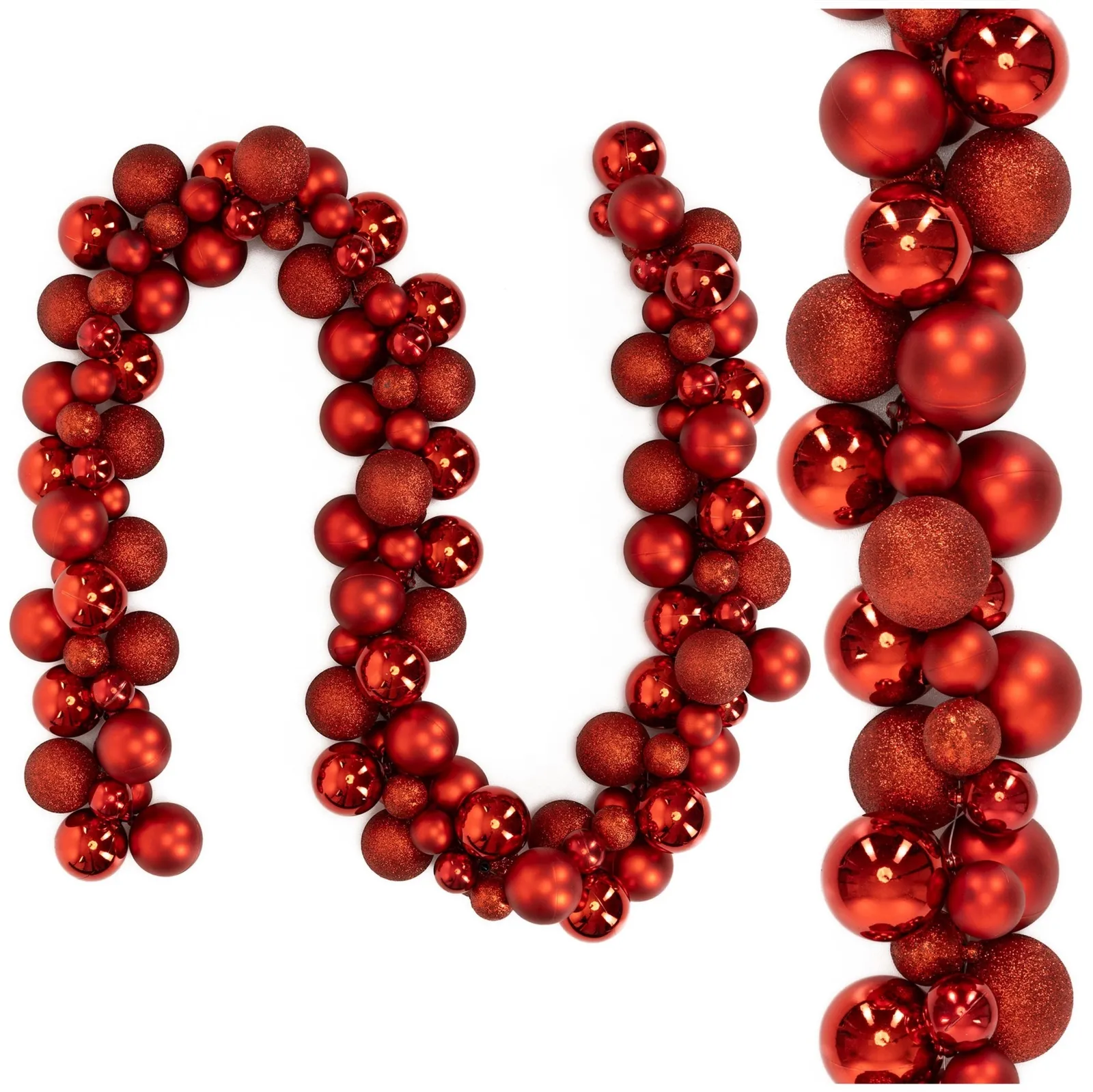 Girlanda z bombek, świąteczna 160 cm łańcuch na choinkę, czerwone