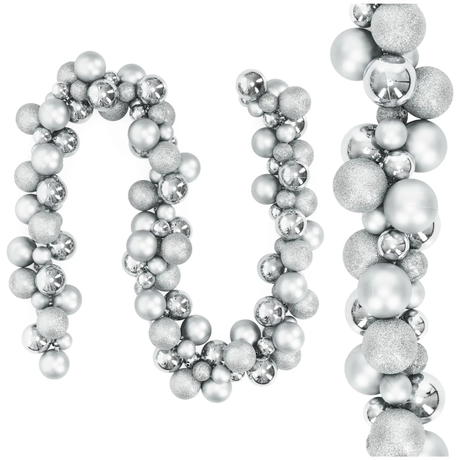 Girlanda z bombek, świąteczna 160 cm łańcuch na choinkę, srebrne