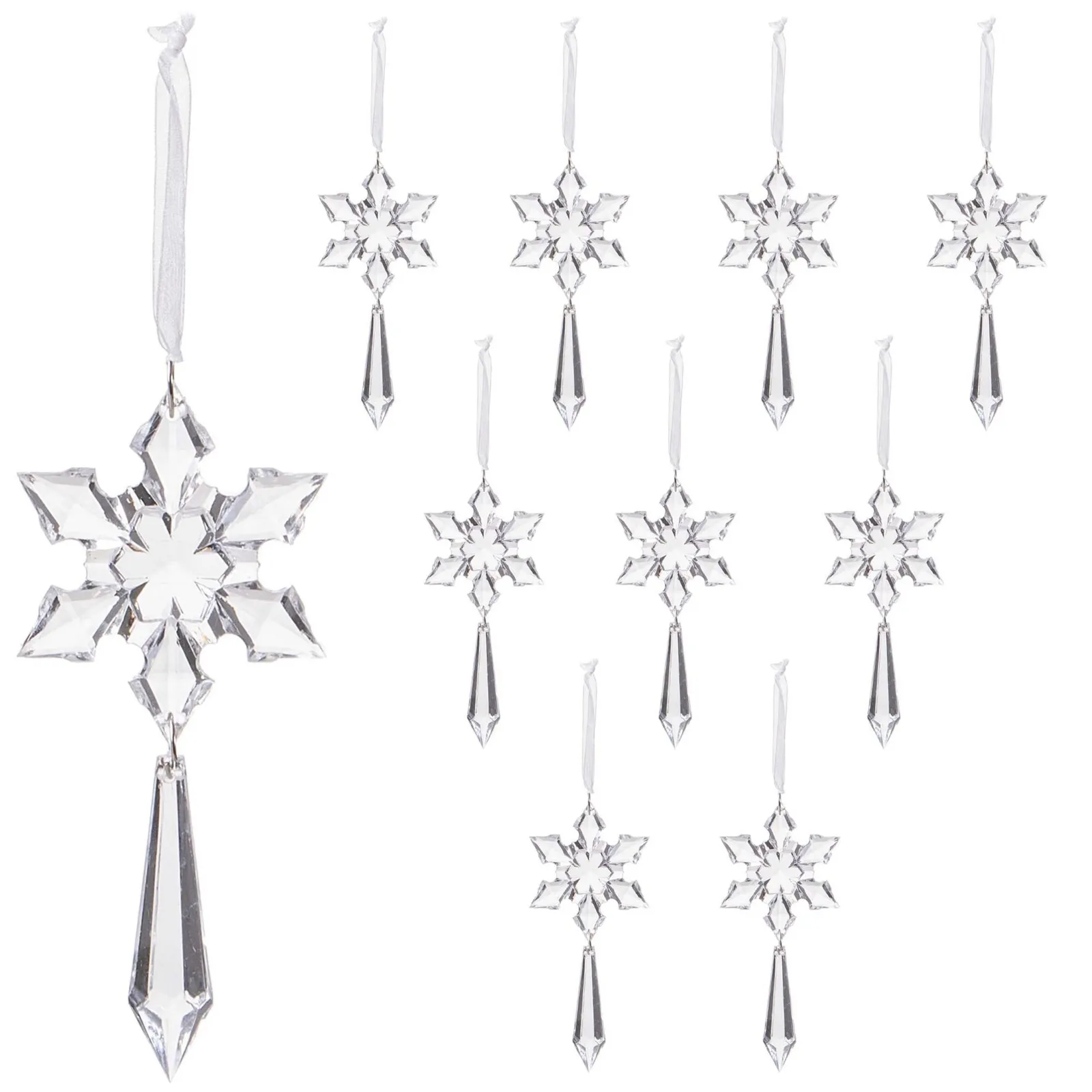 Kryształki bombki choinkowe śnieżynki sopelek ozdoby świąteczne 10 szt.
