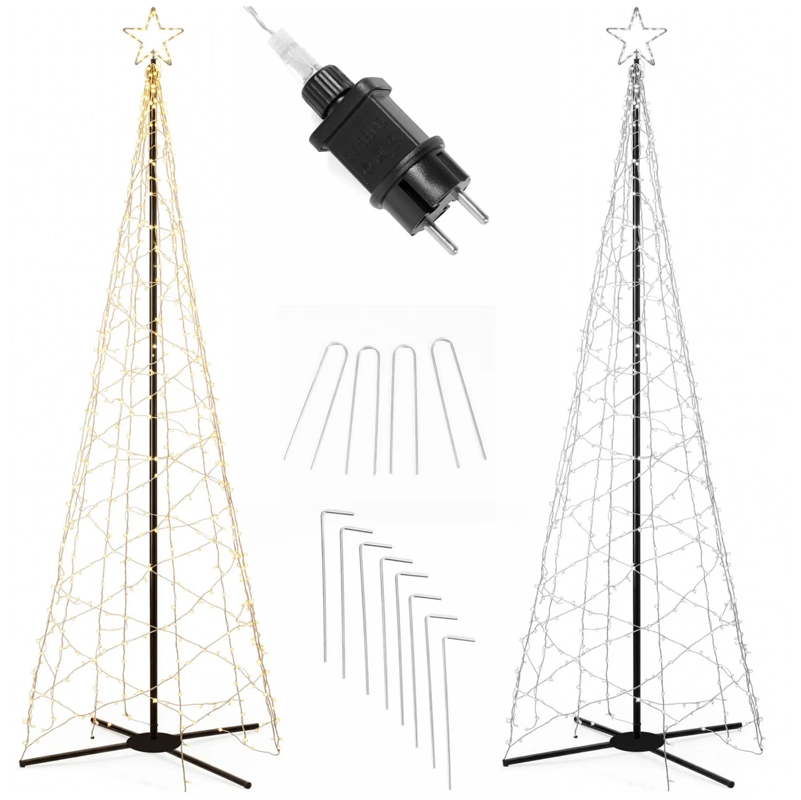 Choinka LED zewnętrzna 500 cm dekoracja świetlna do ogrodu świąteczna 840 LED ciepły biały + ciepły biały flash