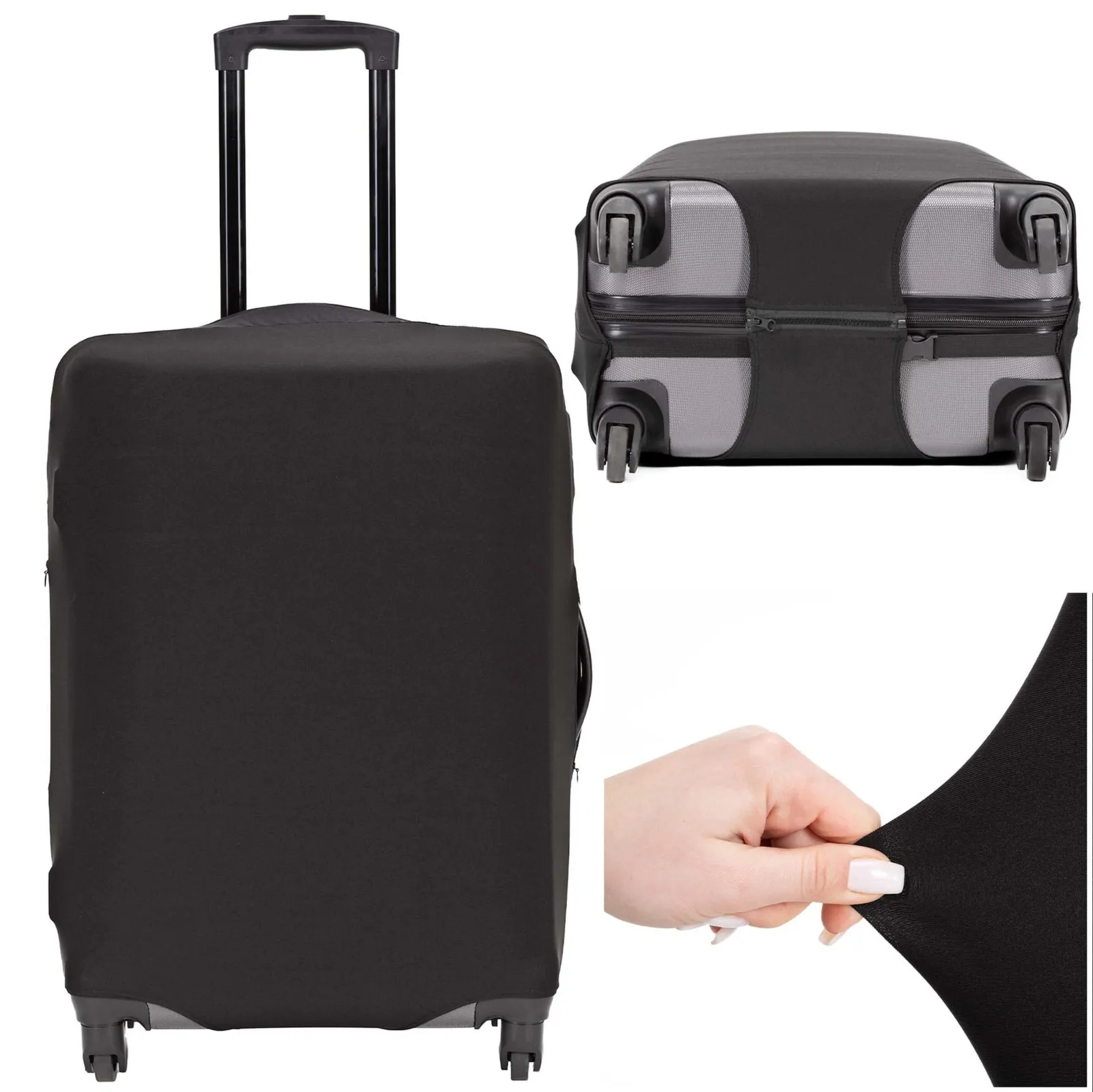 Pokrowiec na walizkę elastyczny ochraniacz etui na bagaż rozm. L czarne
