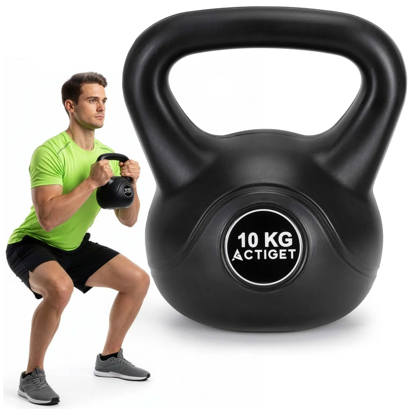 Kettlebell do ćwiczeń 10 kg hantla, odważnik treningowy ABS kula czarna