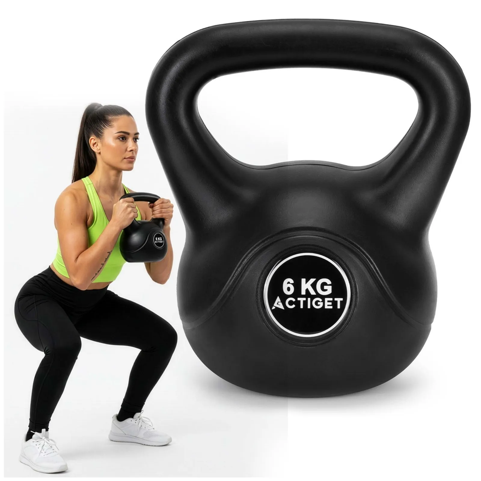 Kettlebell do ćwiczeń 6 kg hantla, odważnik treningowy ABS kula czarna