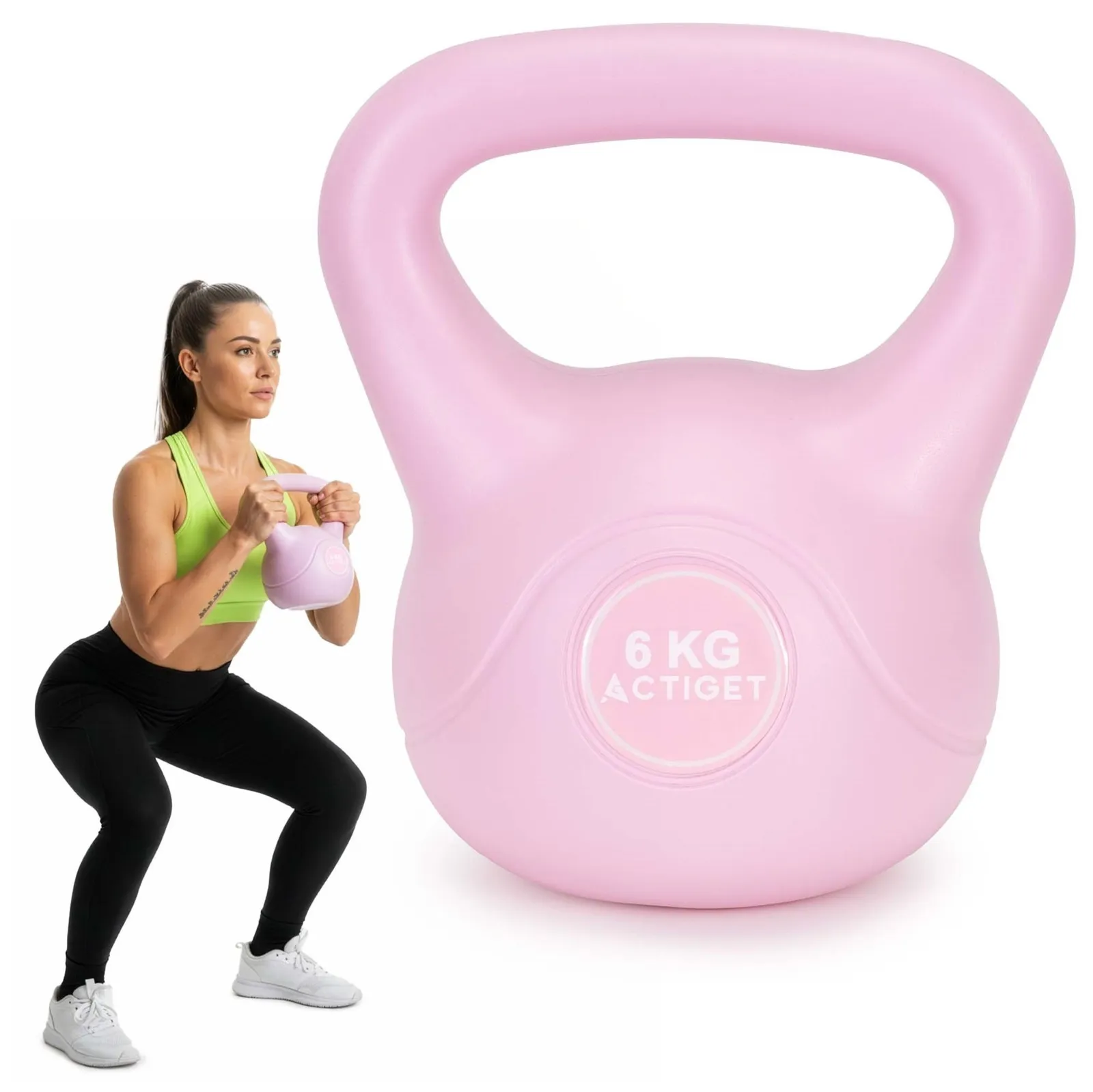 Kettlebell do ćwiczeń 6 kg hantla, odważnik treningowy ABS kula różowa