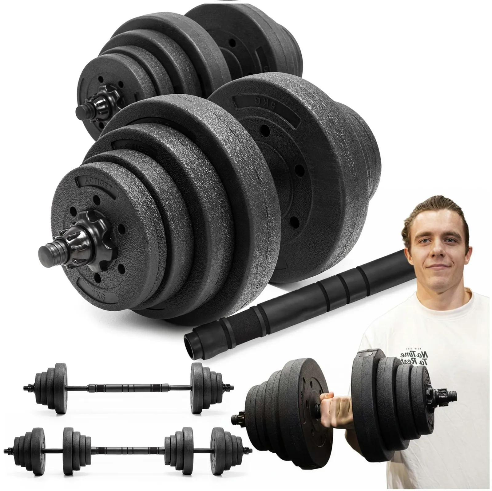 Hantle do treningu siłowego 40 kg regulowane zestaw gryf 2x20 kg